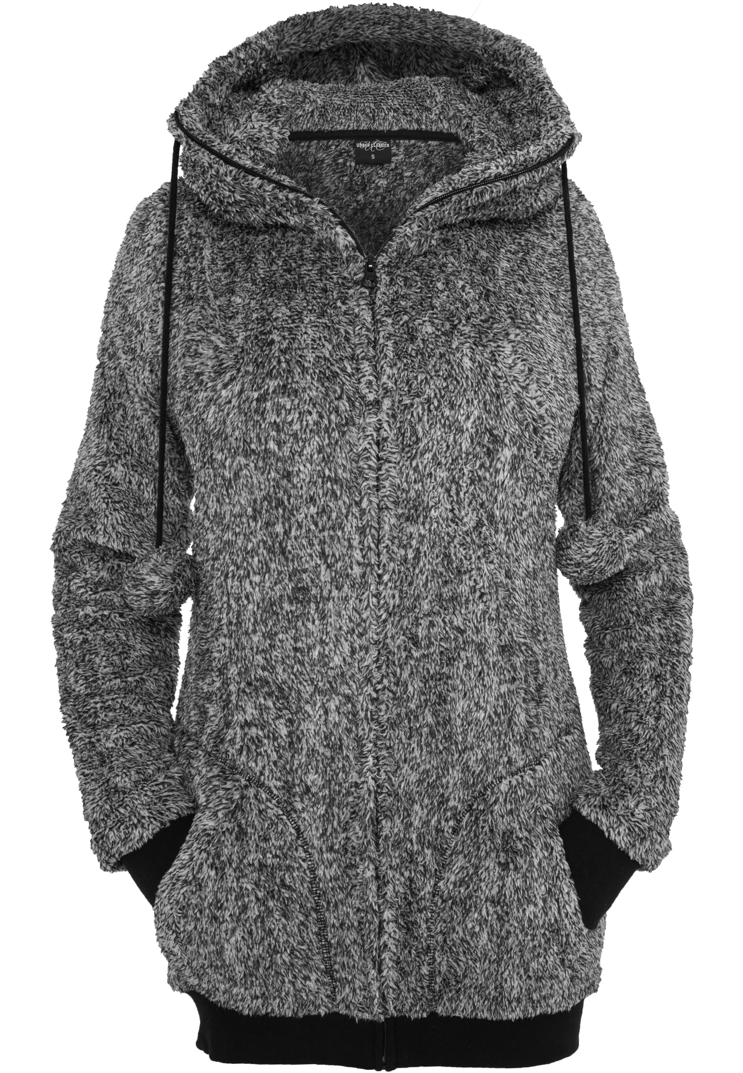 Ladies Melange Teddy Zip Hoody | blk/wht