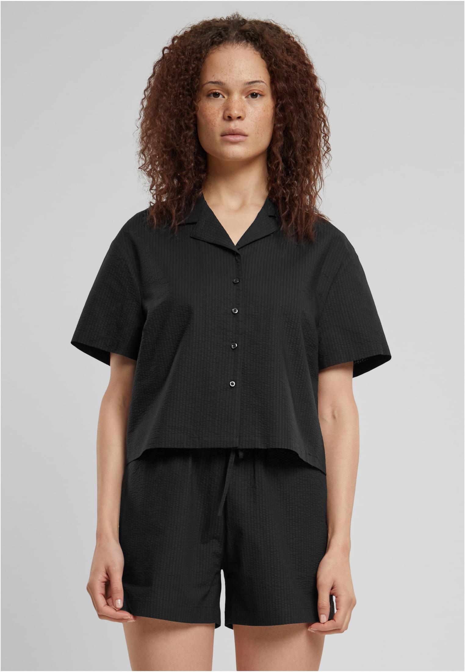 Ladies Seersucker Shirt | black