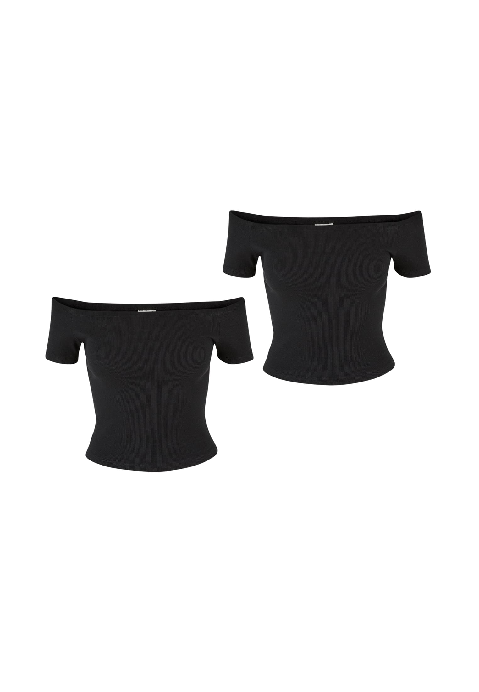 Ladies Organic Off Shoulder Rib Tee 2-Pack | black+black