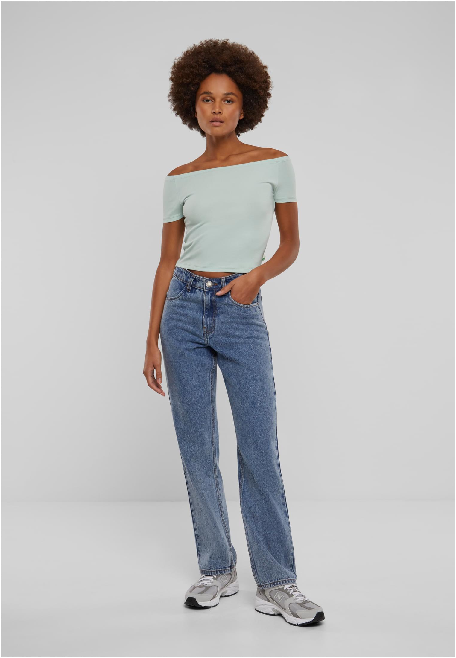 Ladies Organic Off Shoulder Rib Tee | frostmint