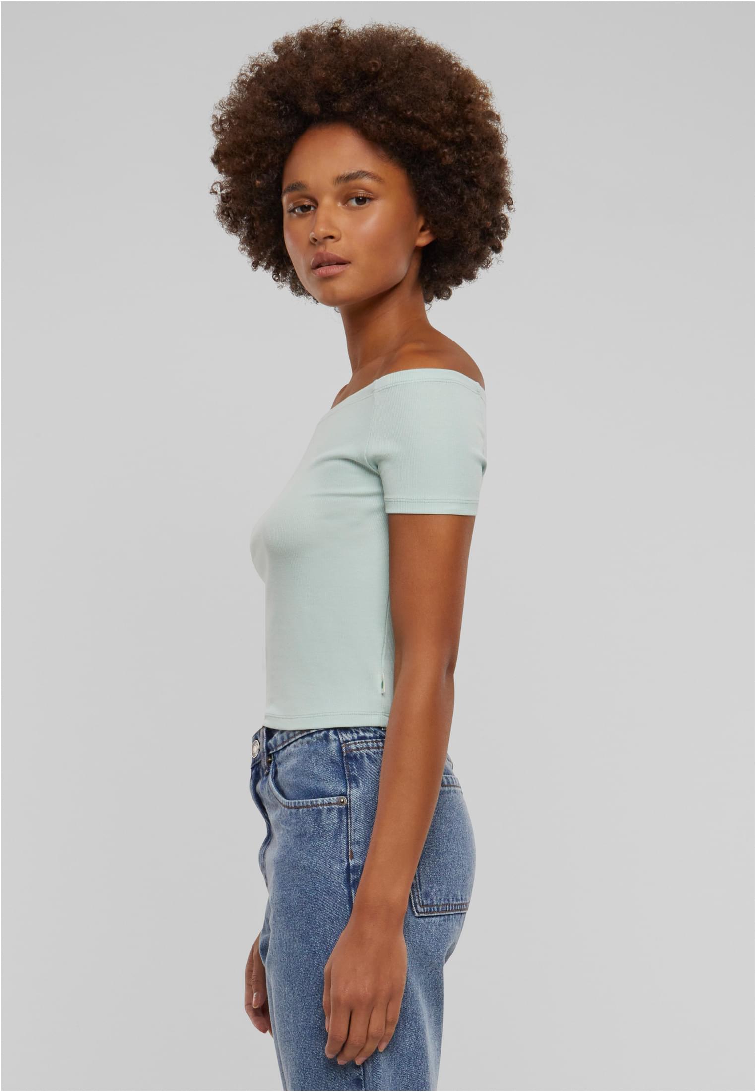 Ladies Organic Off Shoulder Rib Tee | frostmint