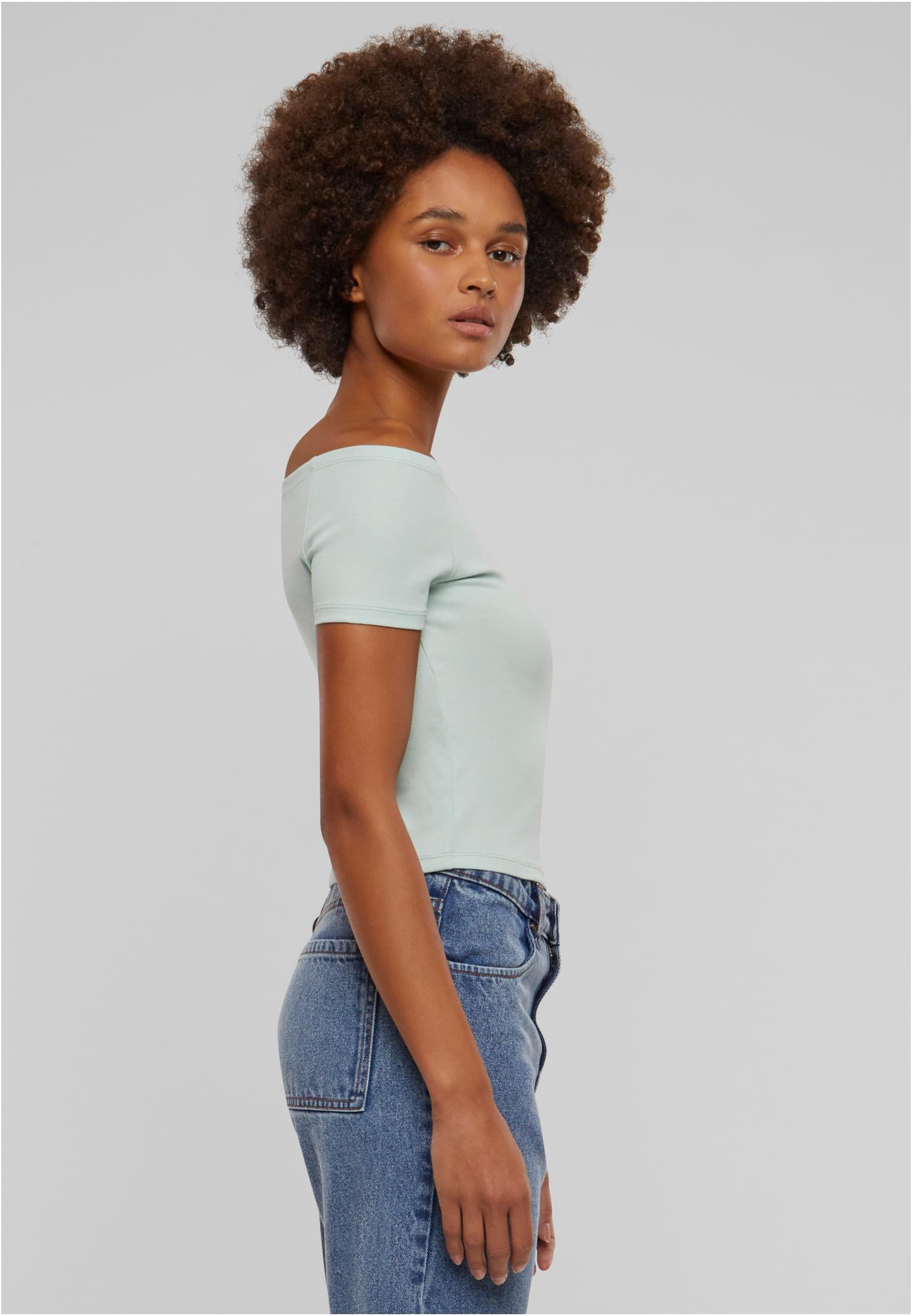 Ladies Organic Off Shoulder Rib Tee | frostmint