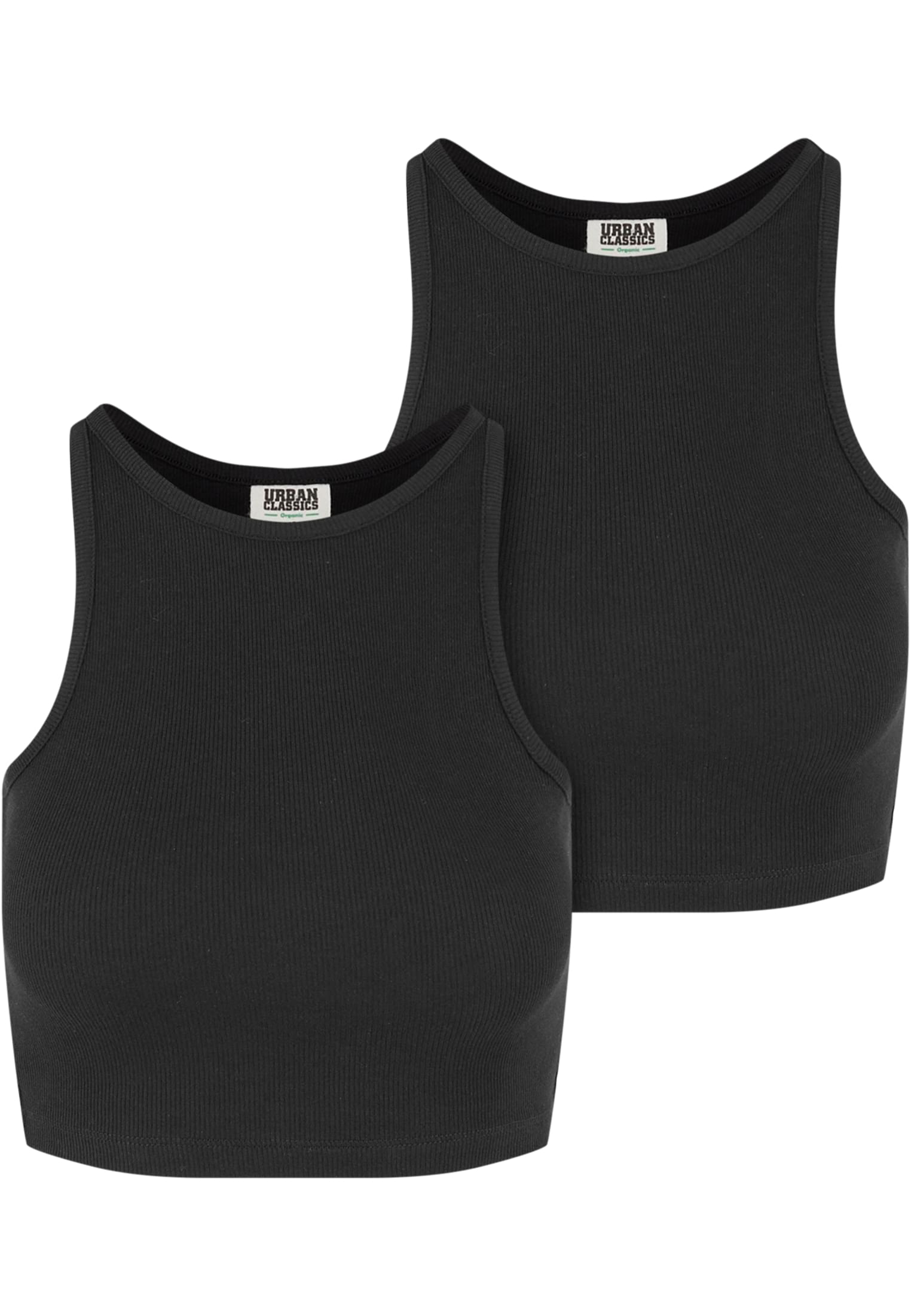 Ladies Organic Cropped Rib Top 2-Pack | black/black