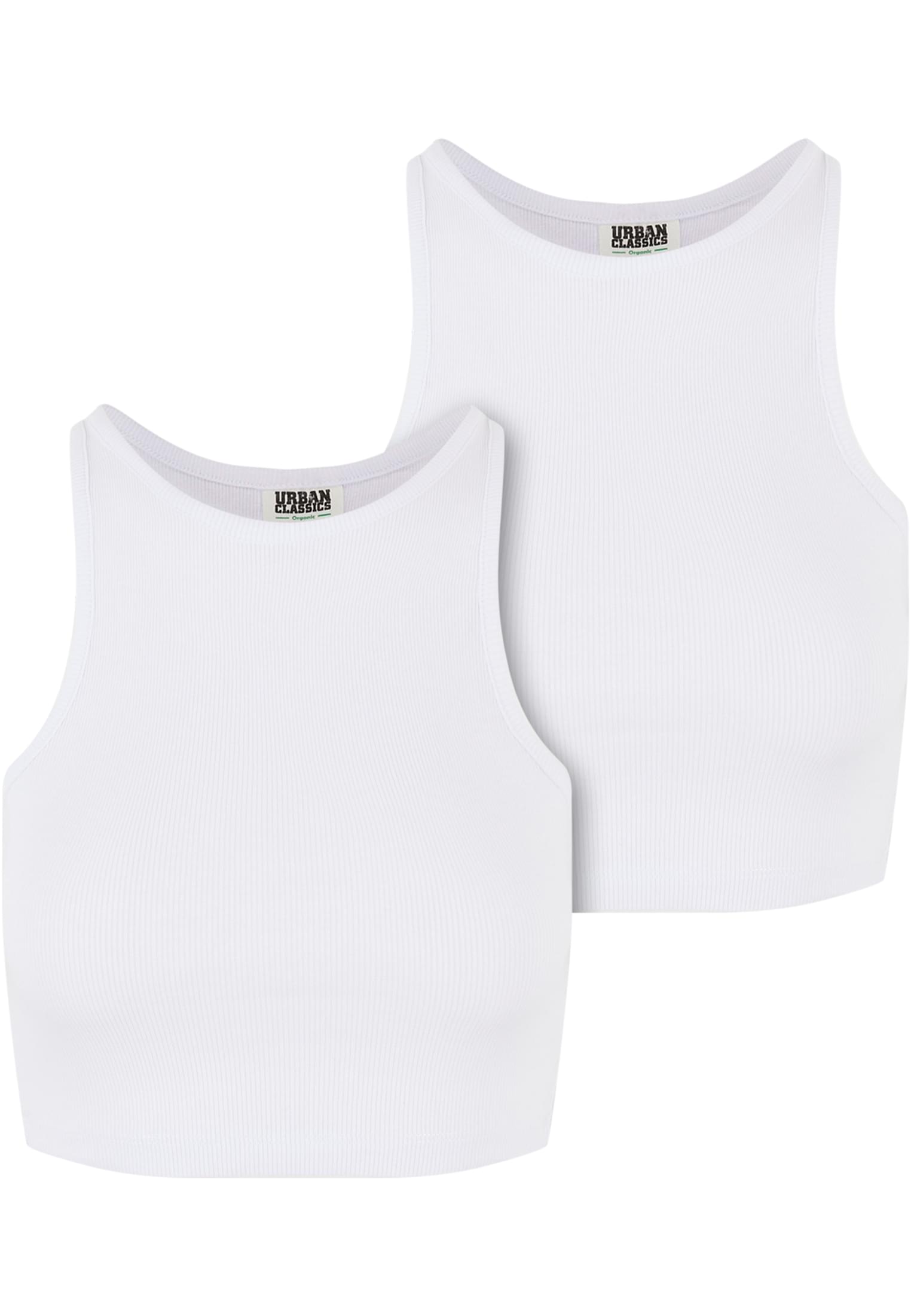 Ladies Organic Cropped Rib Top 2-Pack | white/white