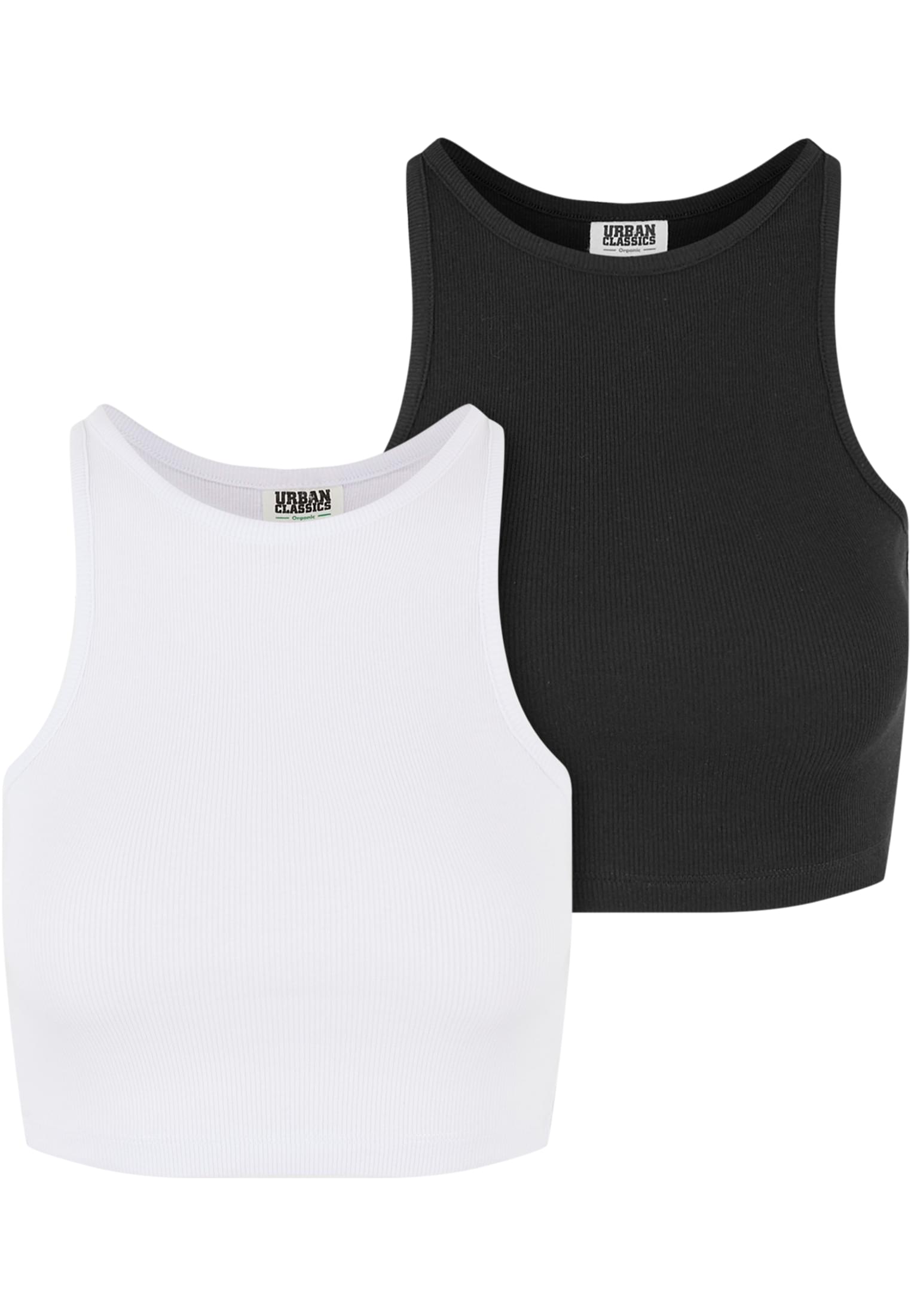 Ladies Organic Cropped Rib Top 2-Pack | white+black