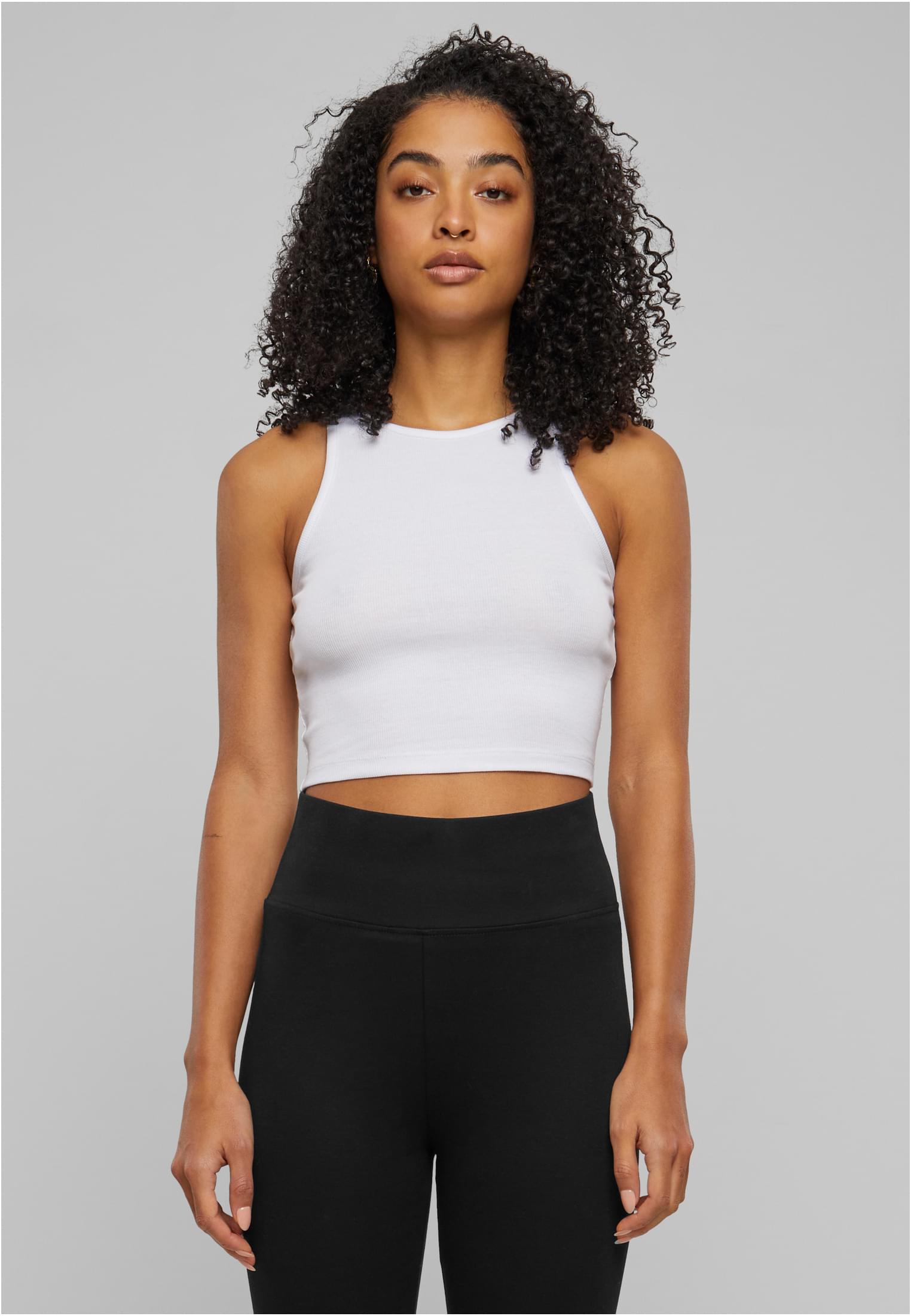 Ladies Organic Cropped Rib Top | white