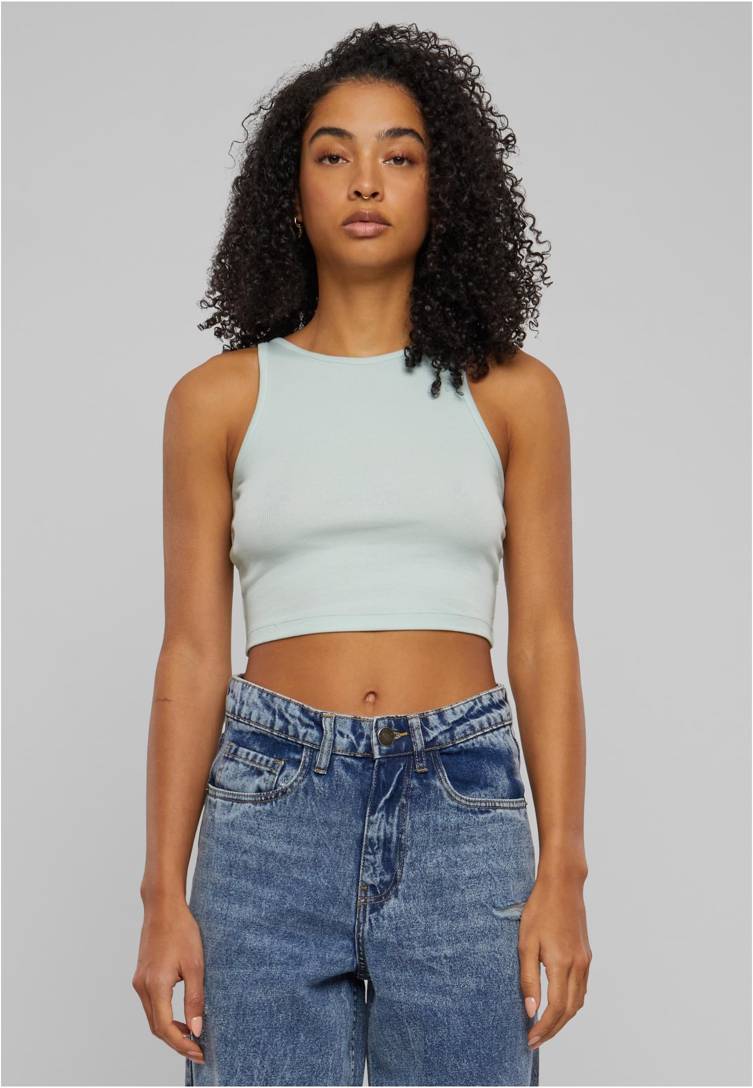 Ladies Organic Cropped Rib Top | frostmint