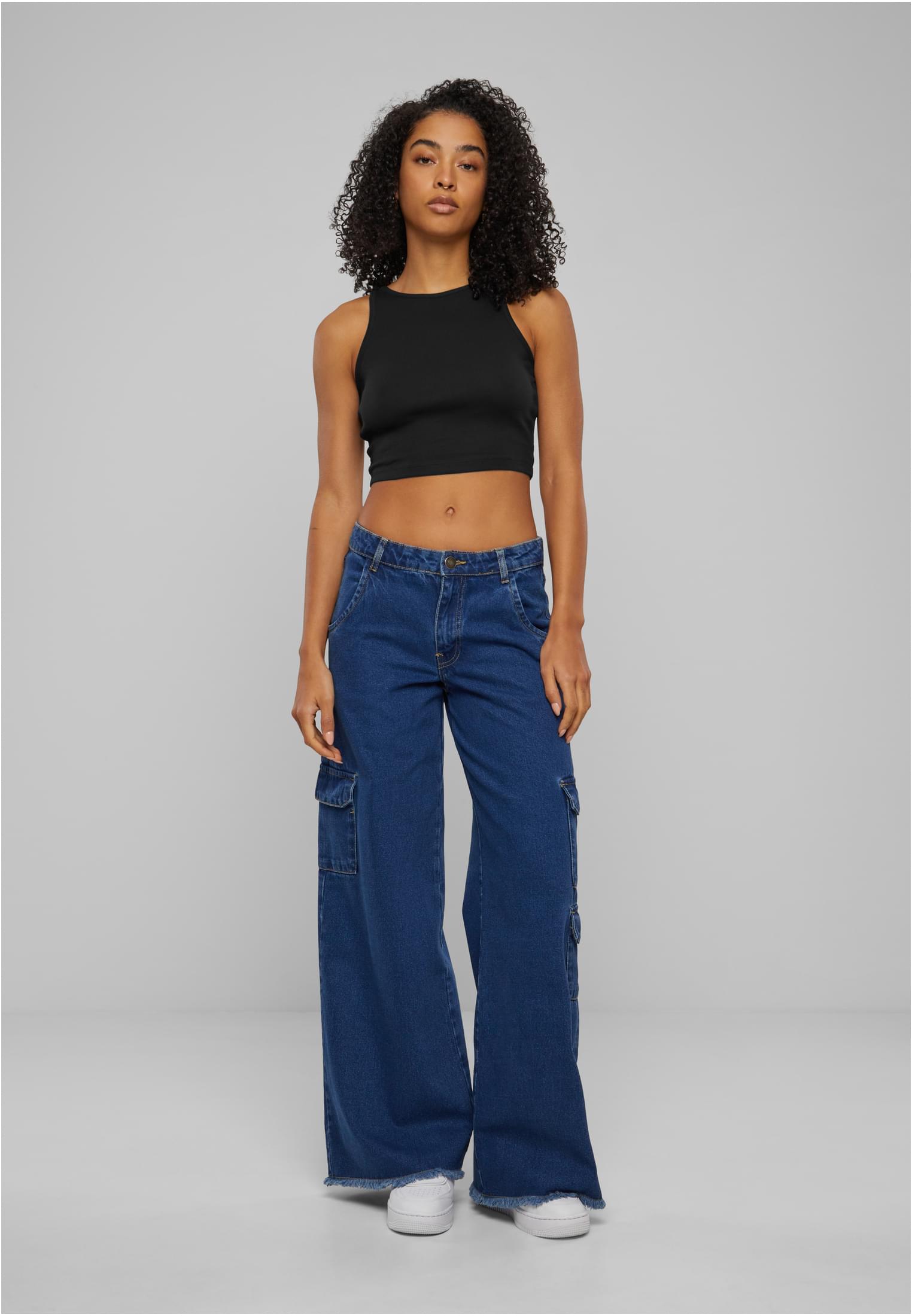 Ladies Organic Cropped Rib Top | black