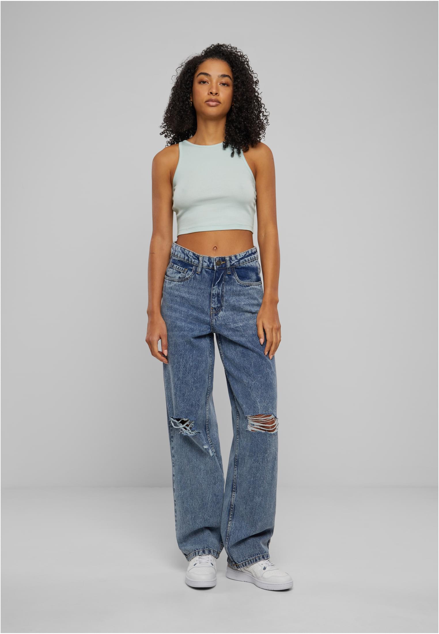 Ladies Organic Cropped Rib Top | frostmint