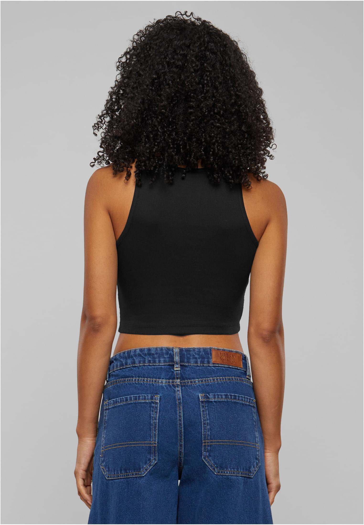 Ladies Organic Cropped Rib Top | black