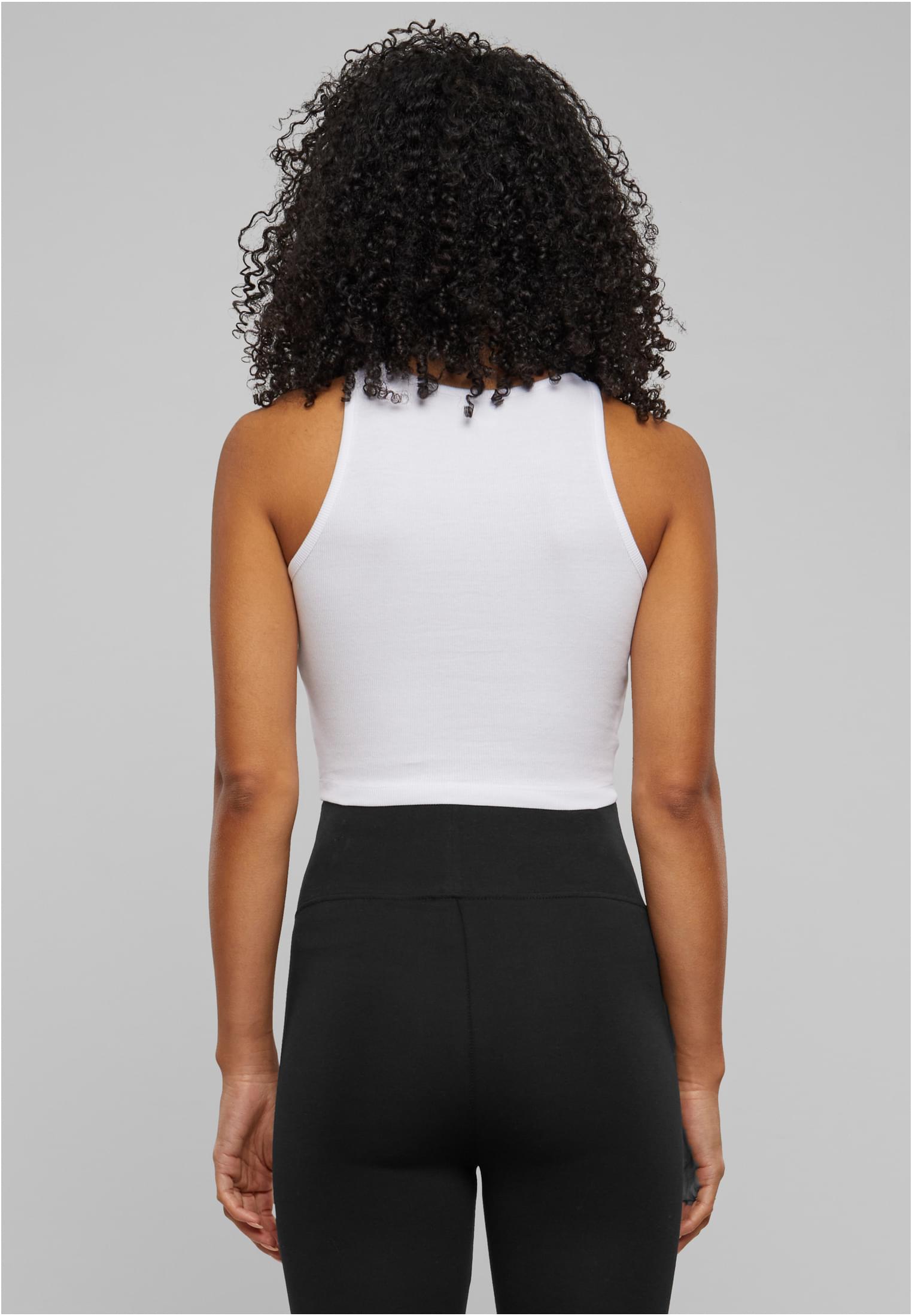 Ladies Organic Cropped Rib Top | white