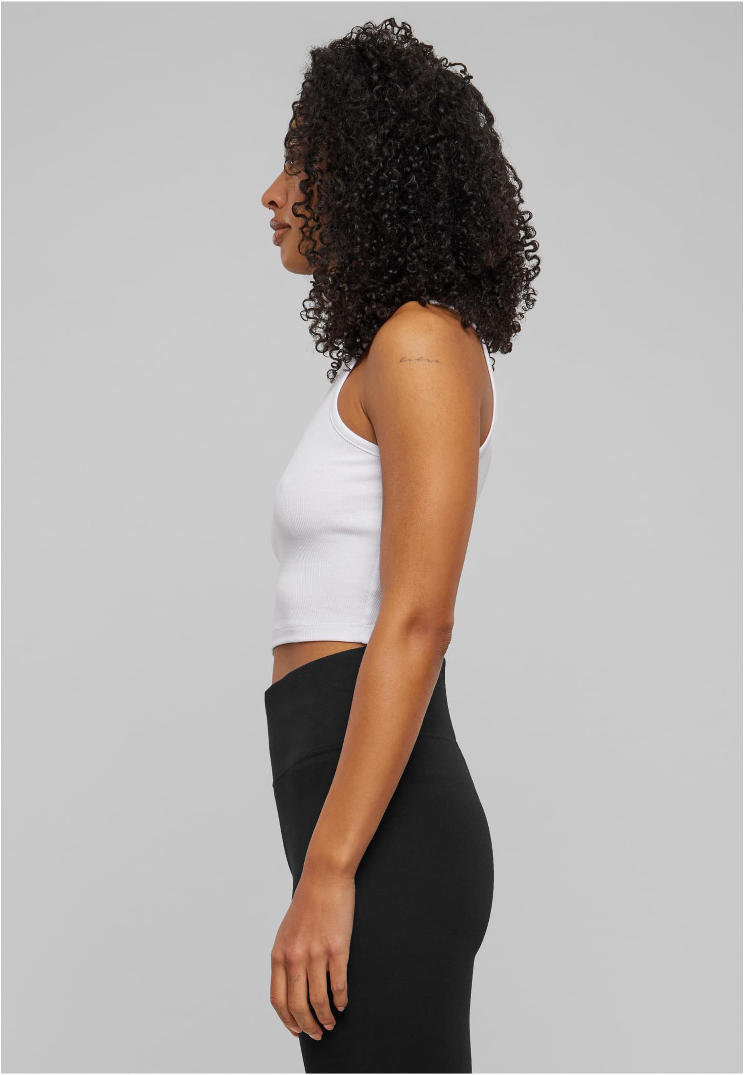 Ladies Organic Cropped Rib Top | white