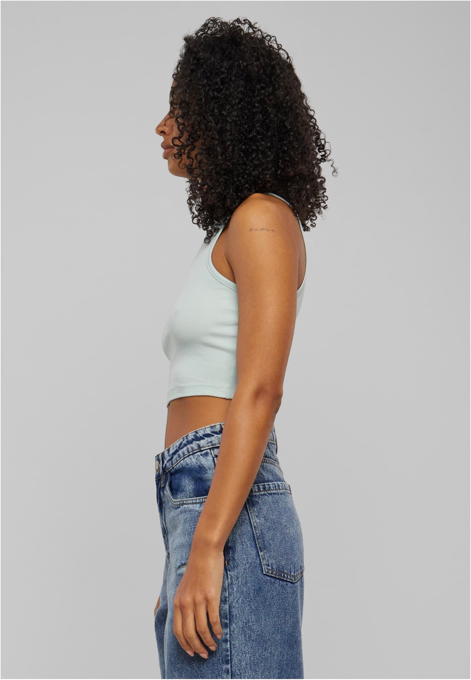 Ladies Organic Cropped Rib Top | frostmint