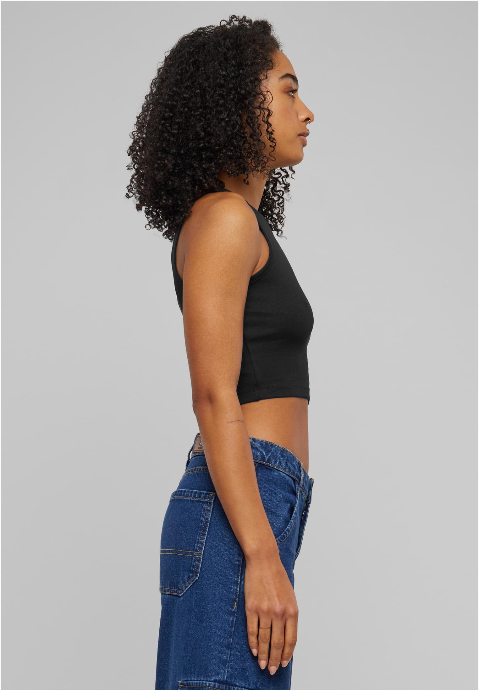 Ladies Organic Cropped Rib Top | black