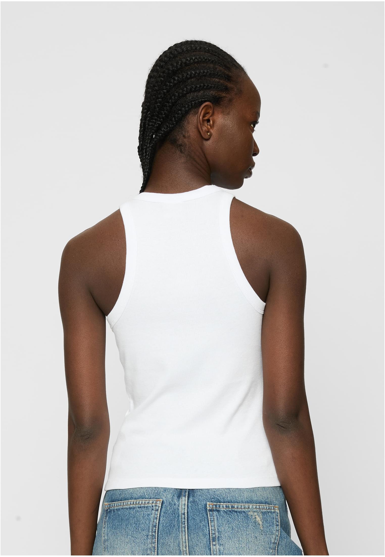 Ladies Racer Back Rib Top 2-Pack | white+white