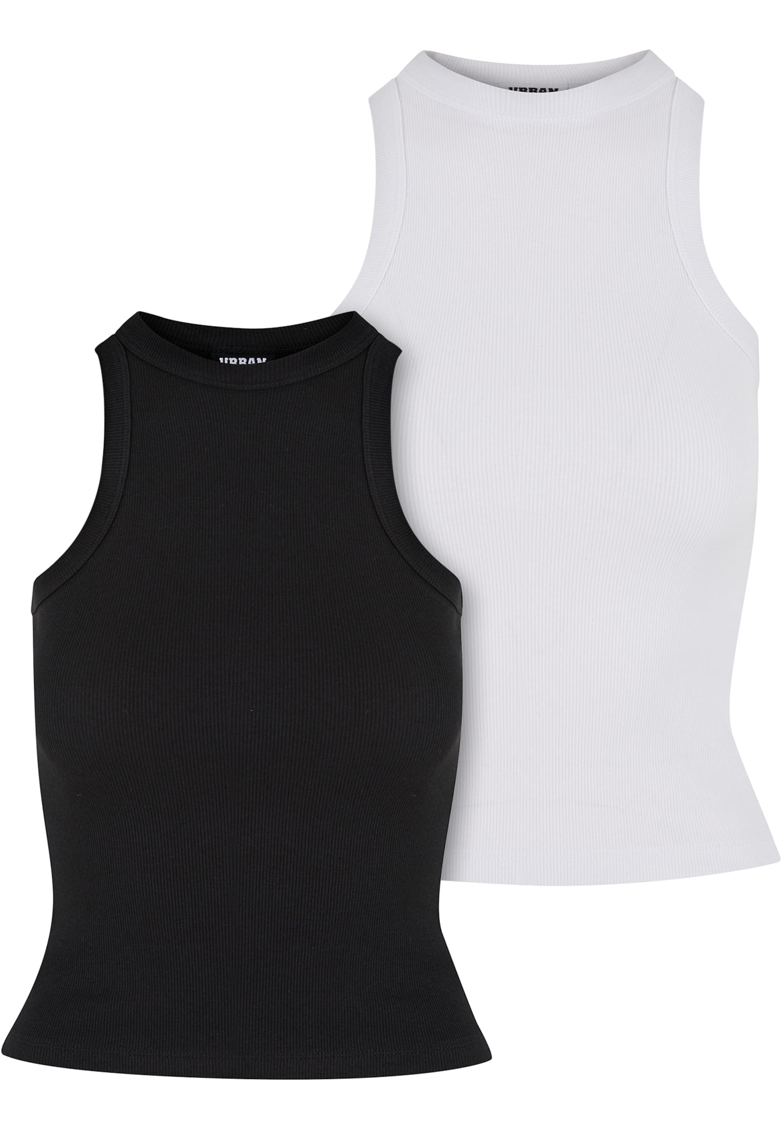 Ladies Racer Back Rib Top 2-Pack | black+white