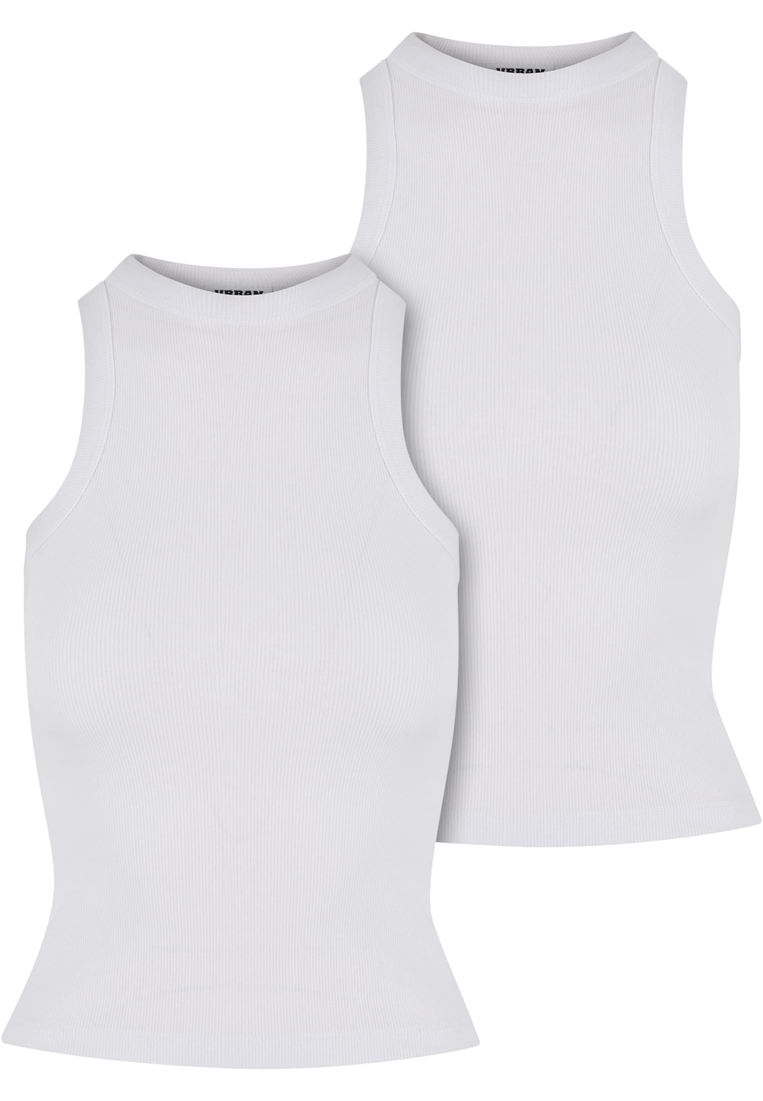 Ladies Racer Back Rib Top 2-Pack | white+white