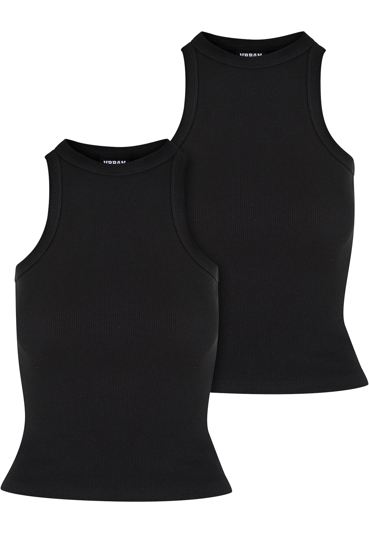 Ladies Racer Back Rib Top 2-Pack | black+black