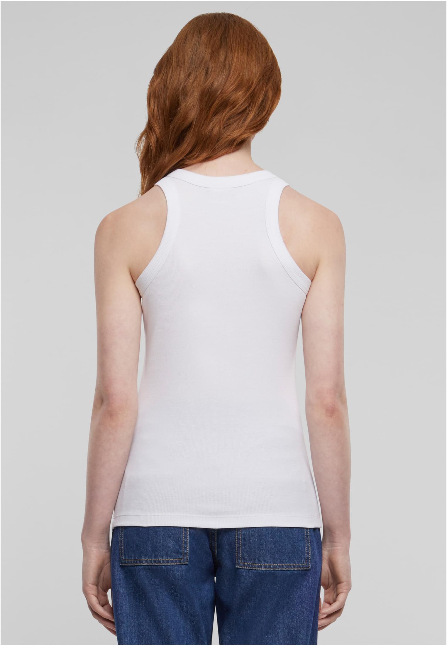 Ladies Racer Back Rib Top | white