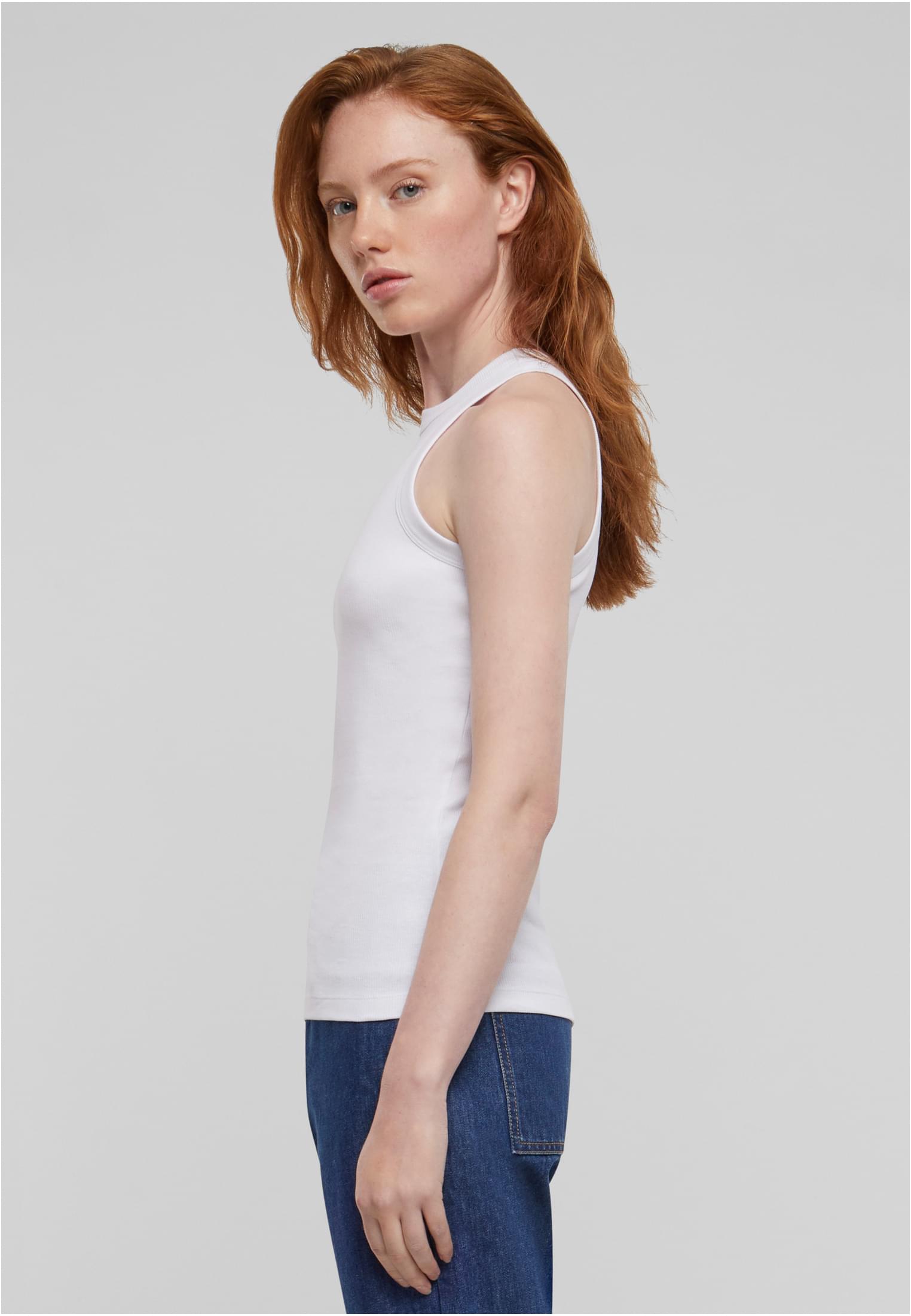 Ladies Racer Back Rib Top | white