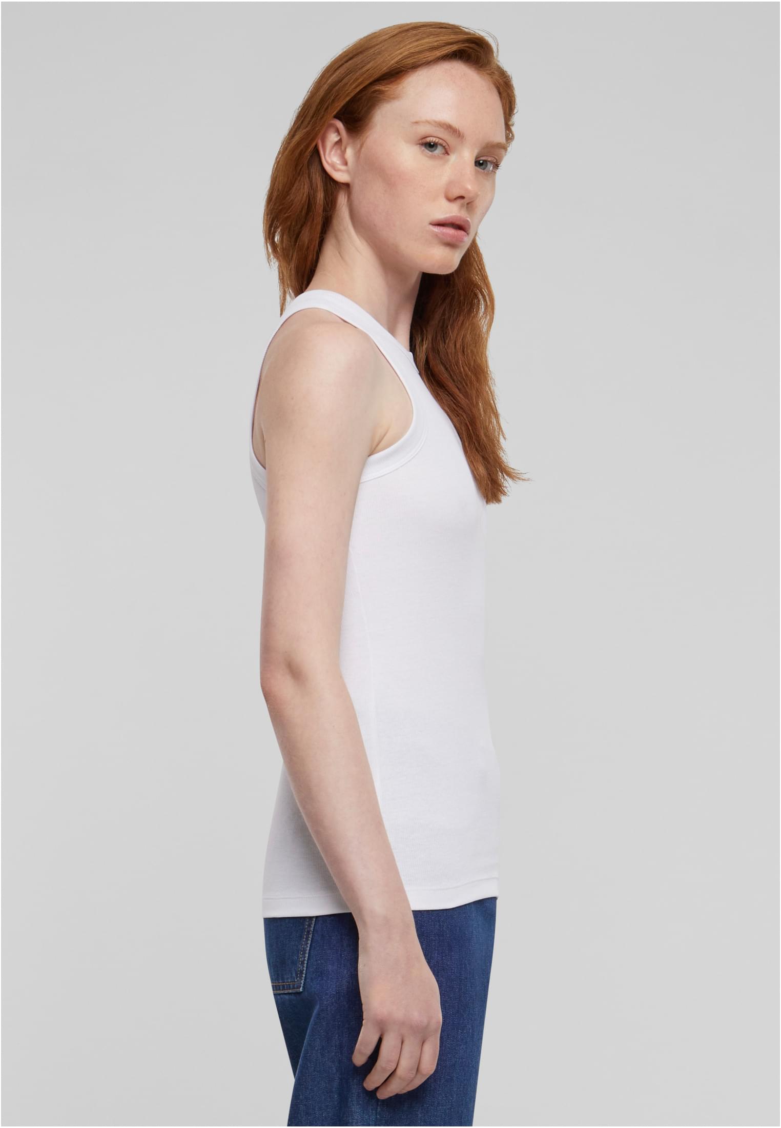 Ladies Racer Back Rib Top | white