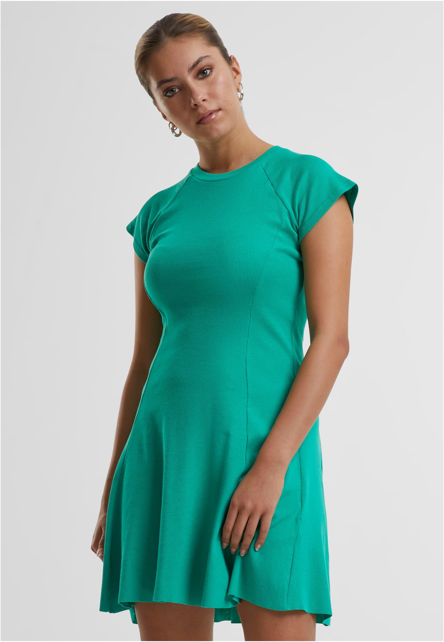 Ladies Skater Rib Dress | ferngreen