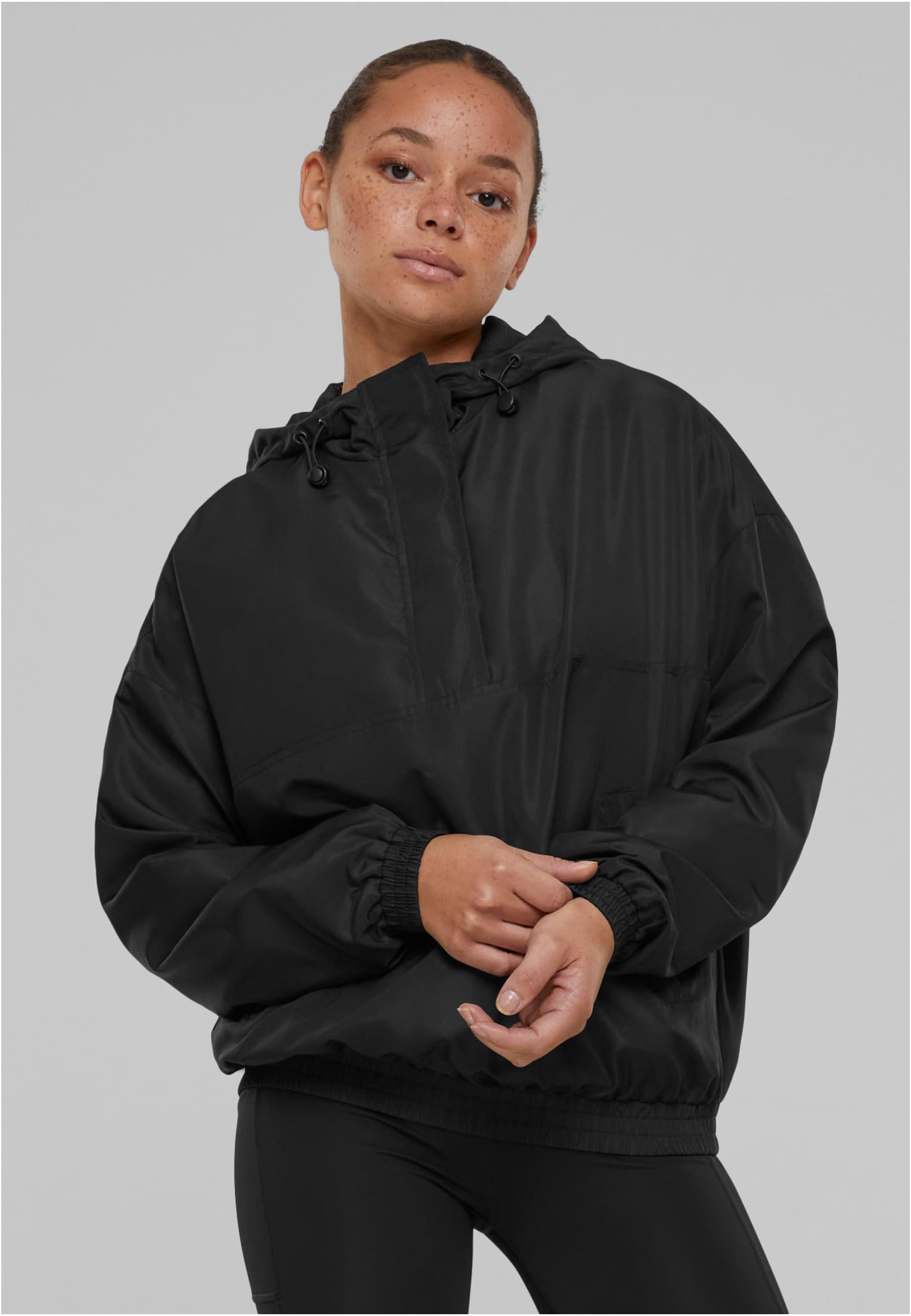 Ladies Recycled Oversized Pullover Jacket | black