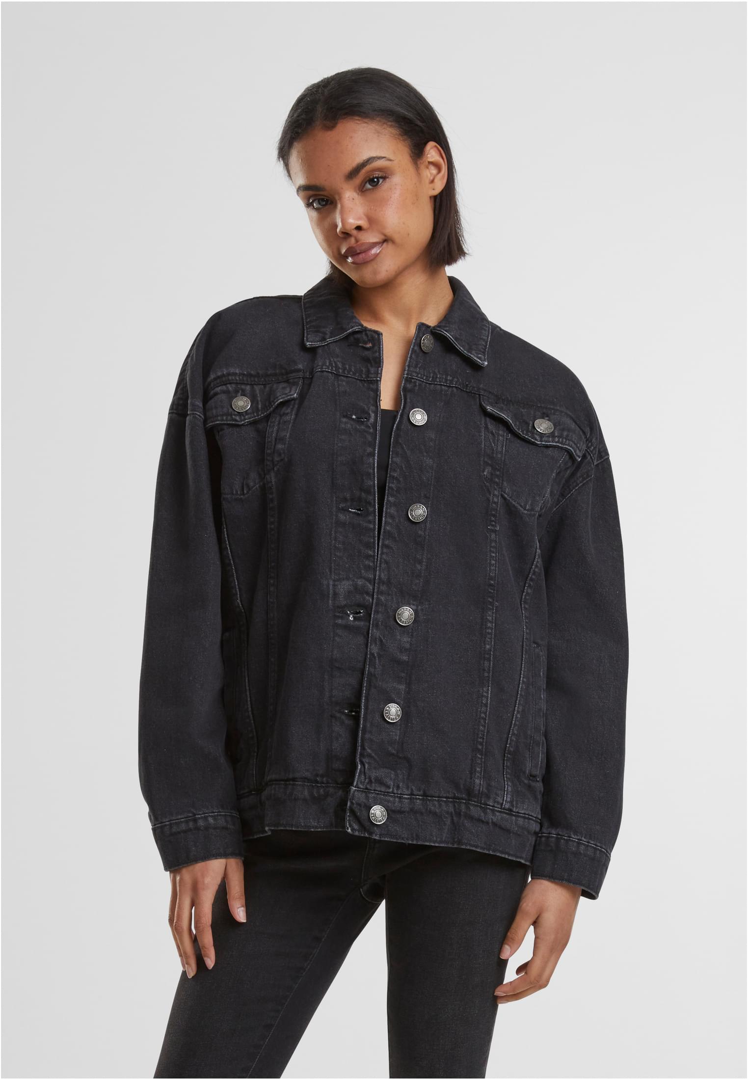 Ladies Oversized 90‘s Denim Jacket | black washed