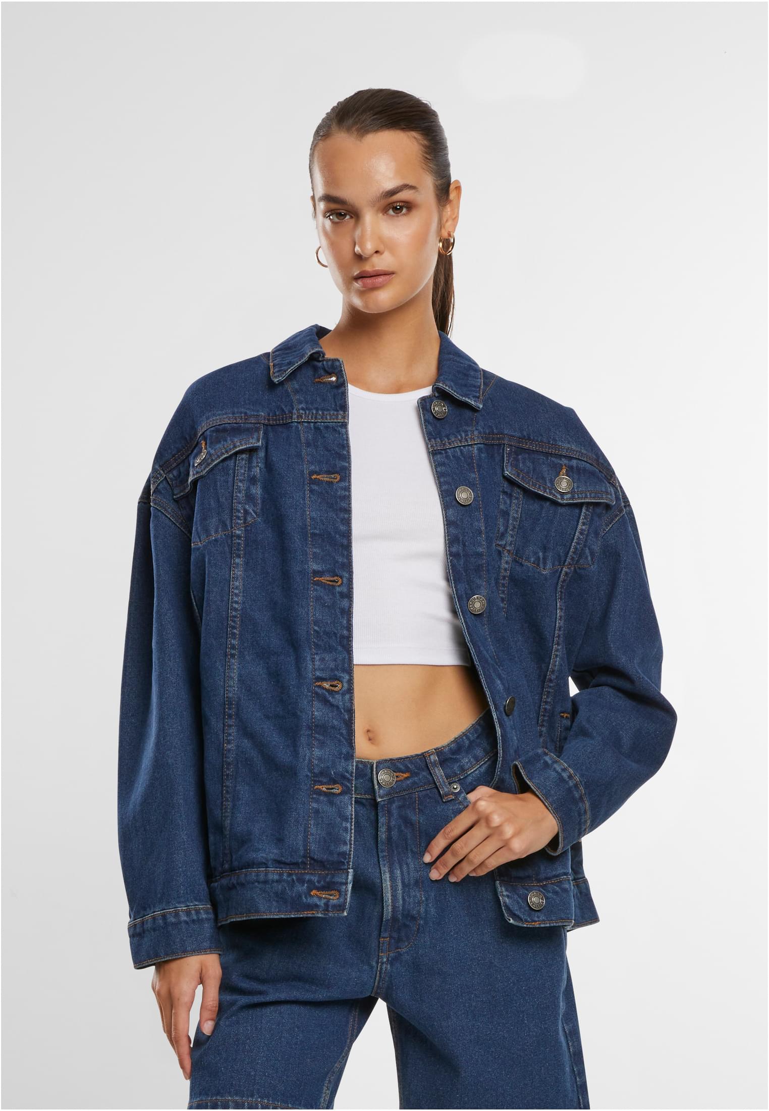 Ladies Oversized 90‘s Denim Jacket | mid indigo washed