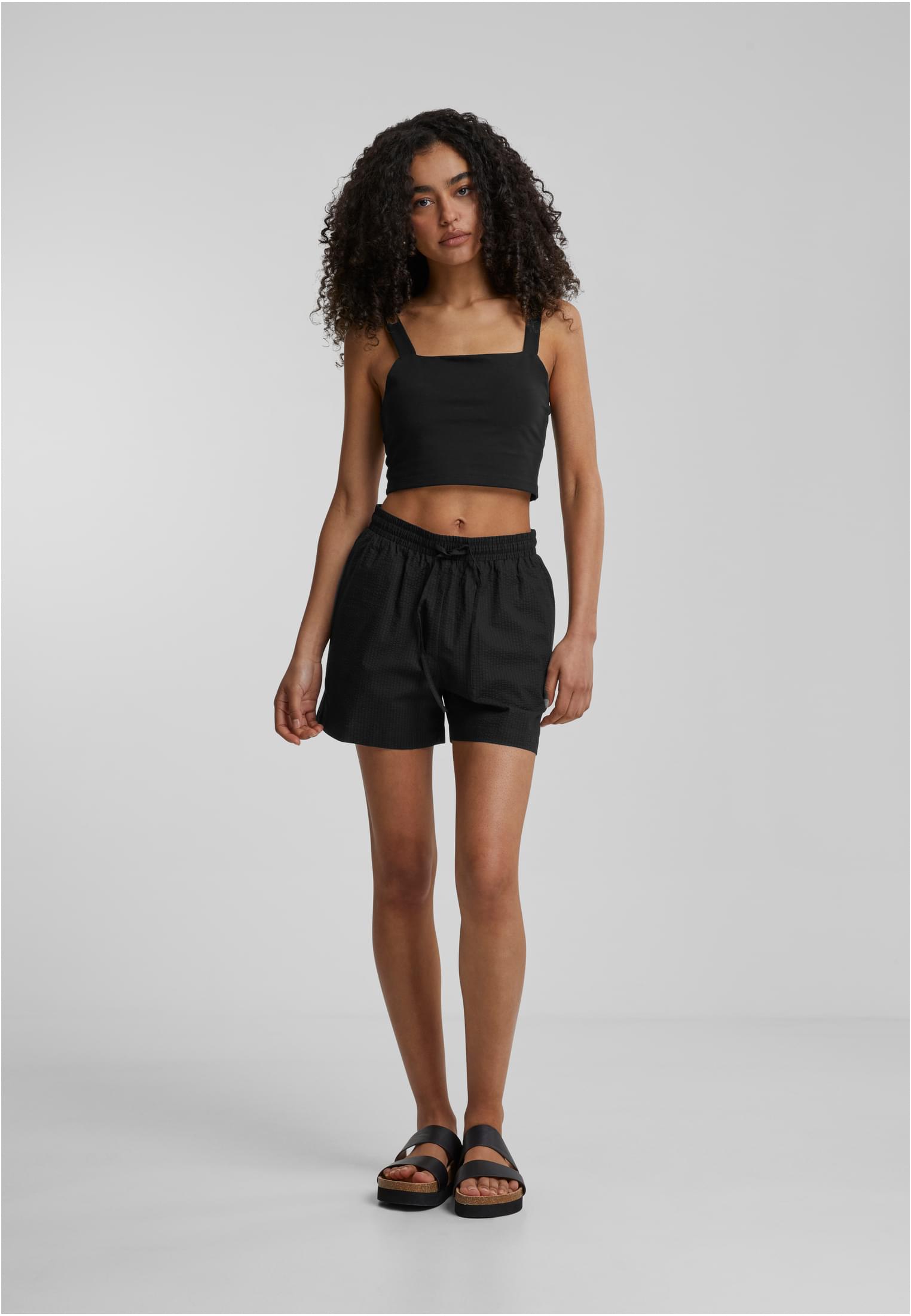 Ladies Seersucker Shorts | black