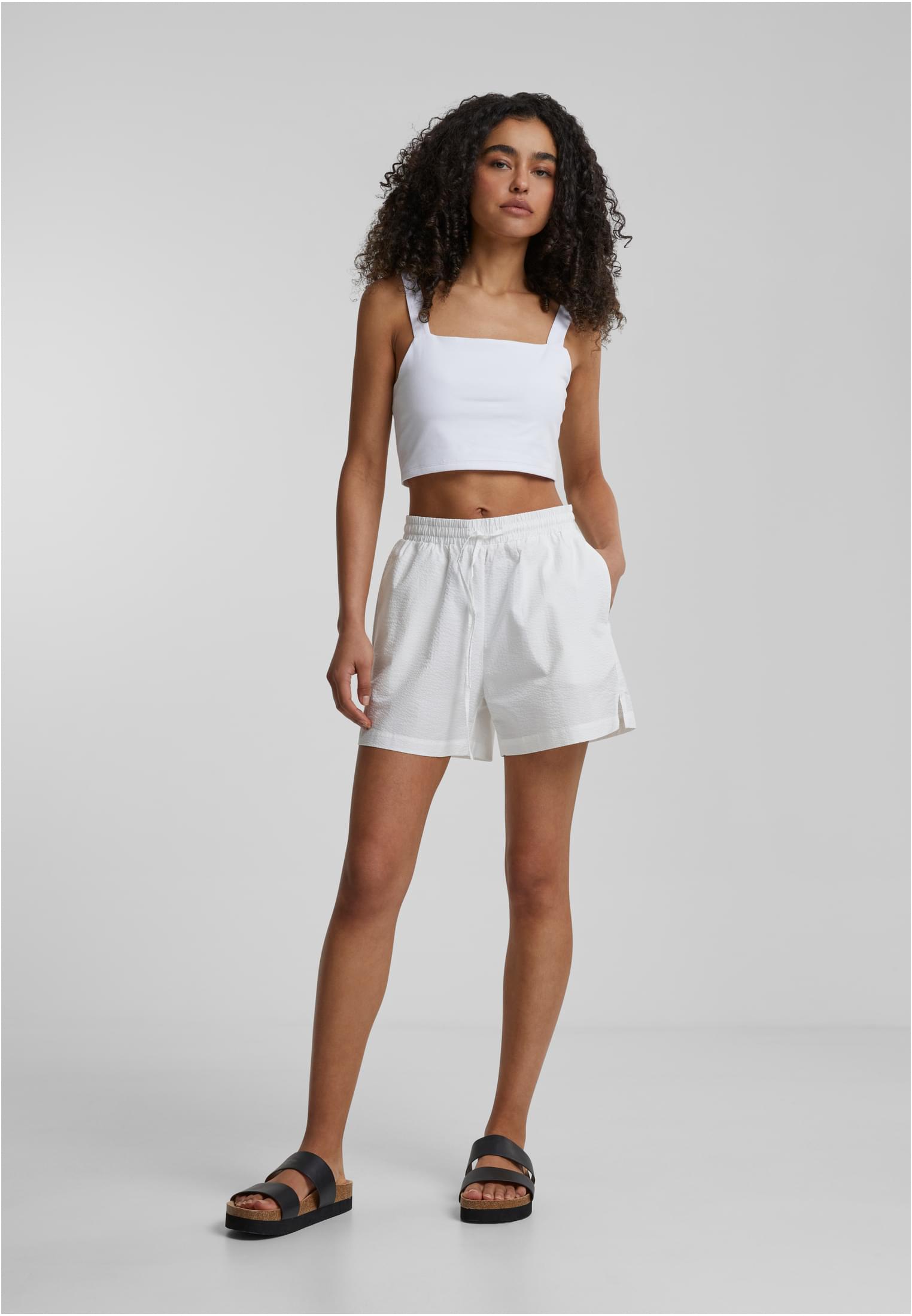 Ladies Seersucker Shorts | white