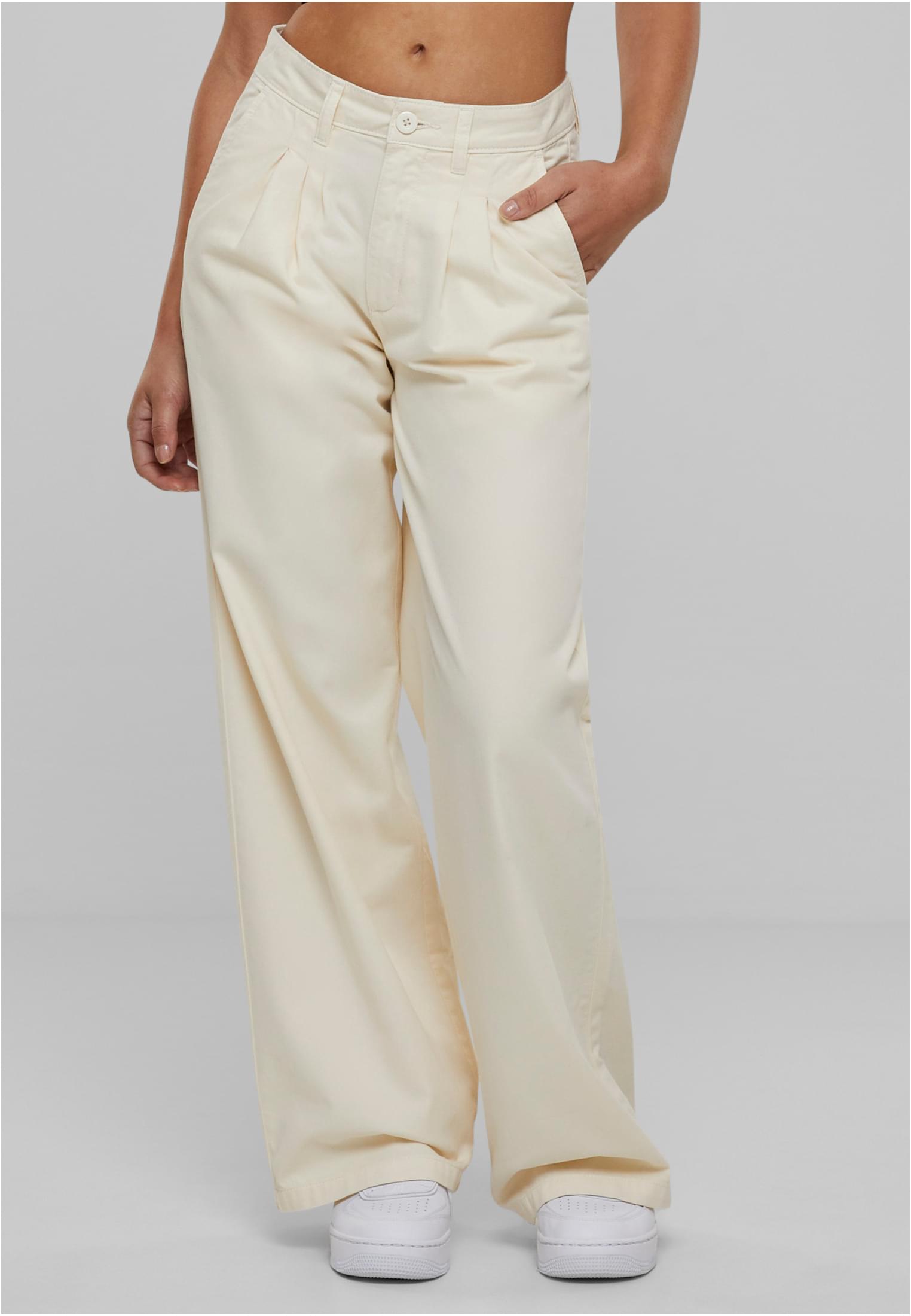 Ladies Organic Pleated Cotton Pants | whitesand