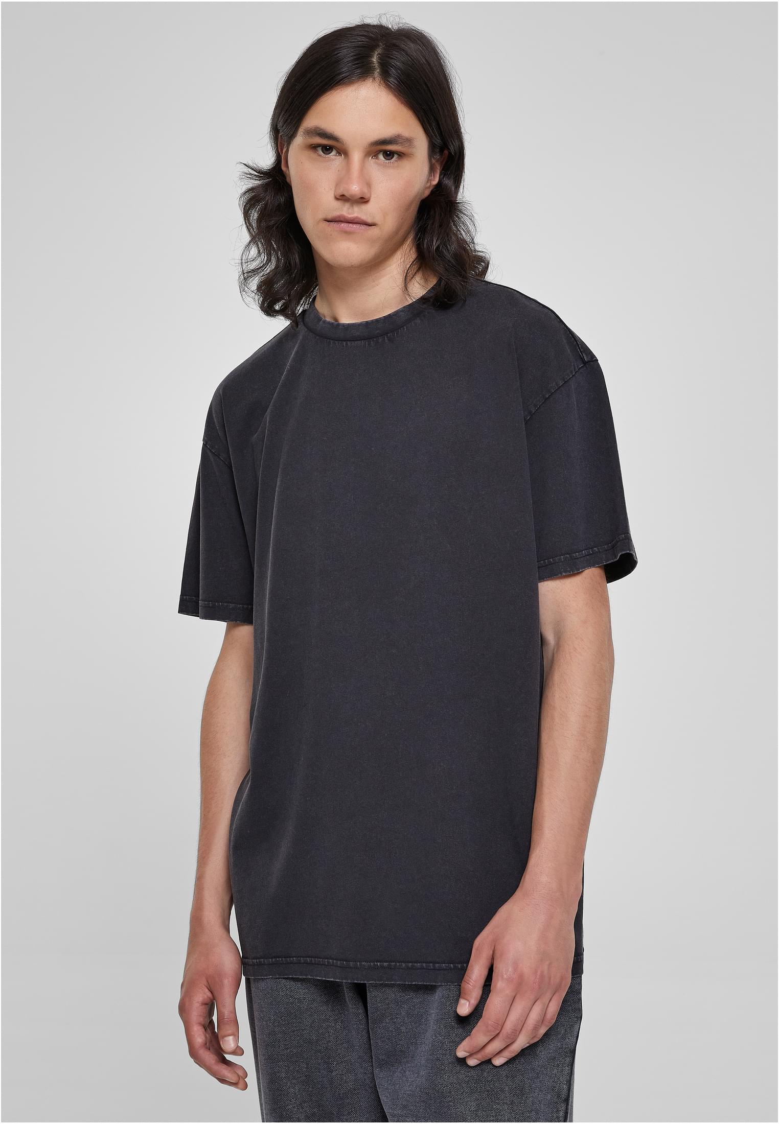 Heavy Oversized Acid Wash Tee | black