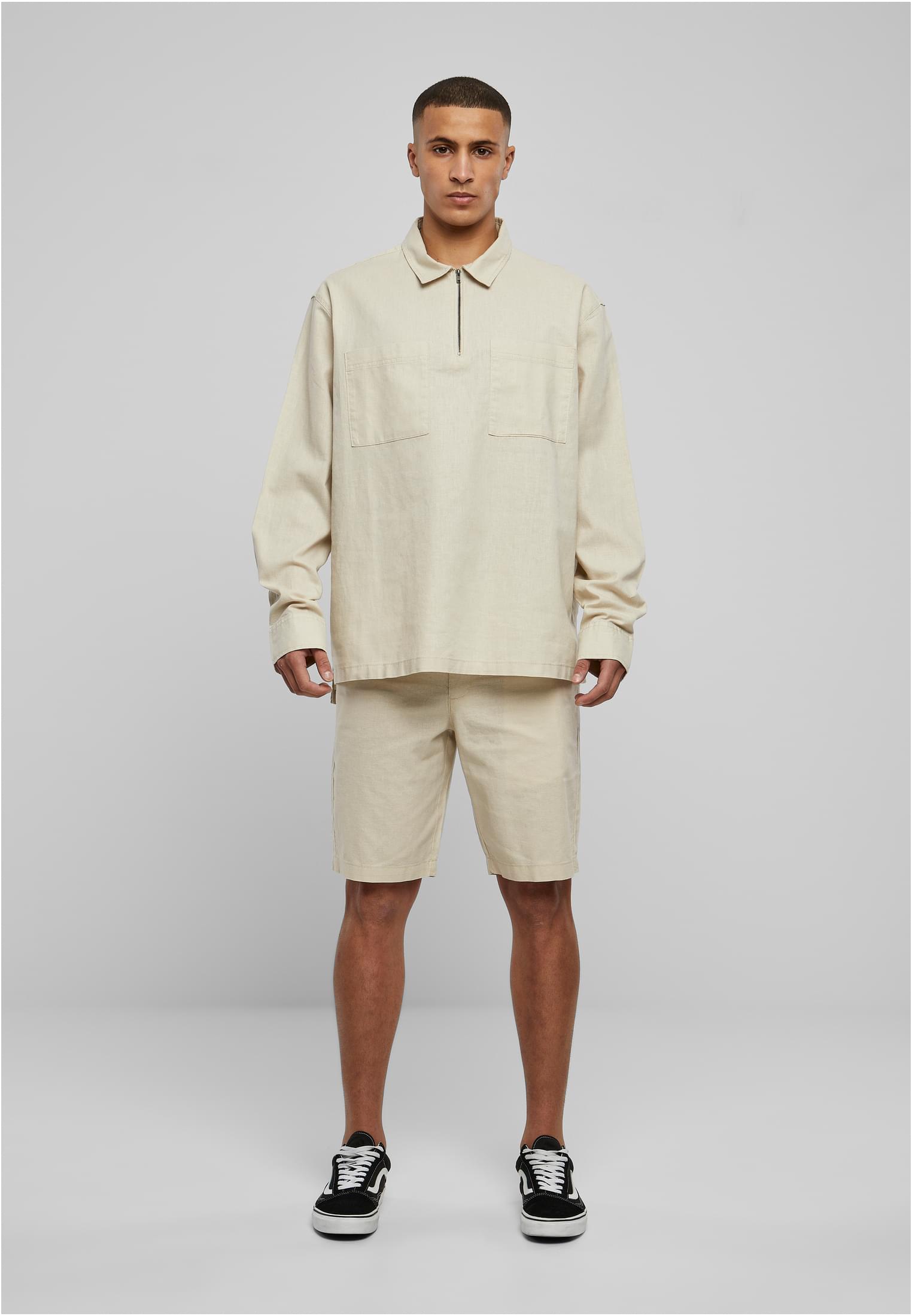 Cotton Linen Half Zip Shirt | softseagrass