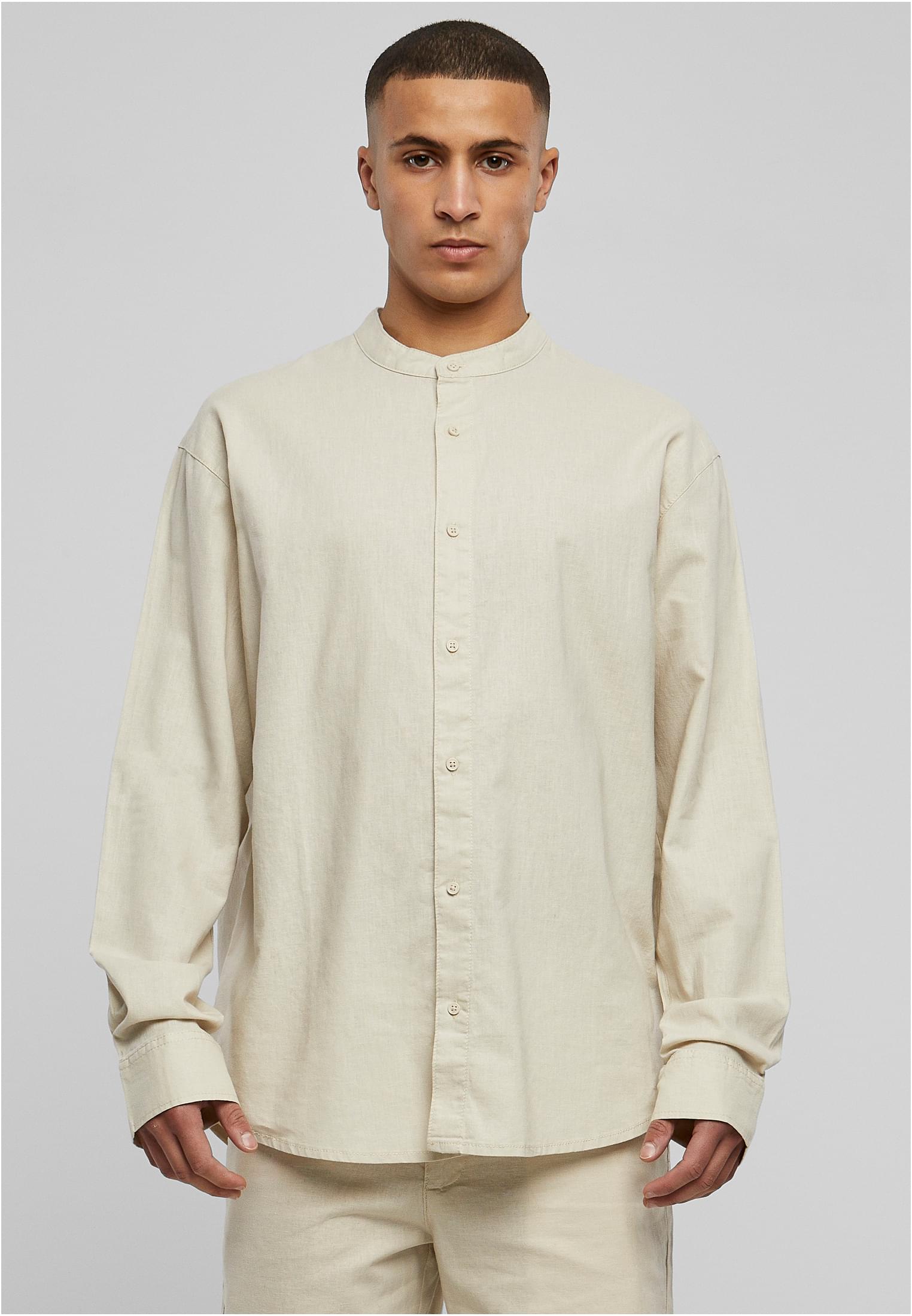 Cotton Linen Stand Up Collar Shirt | softseagrass