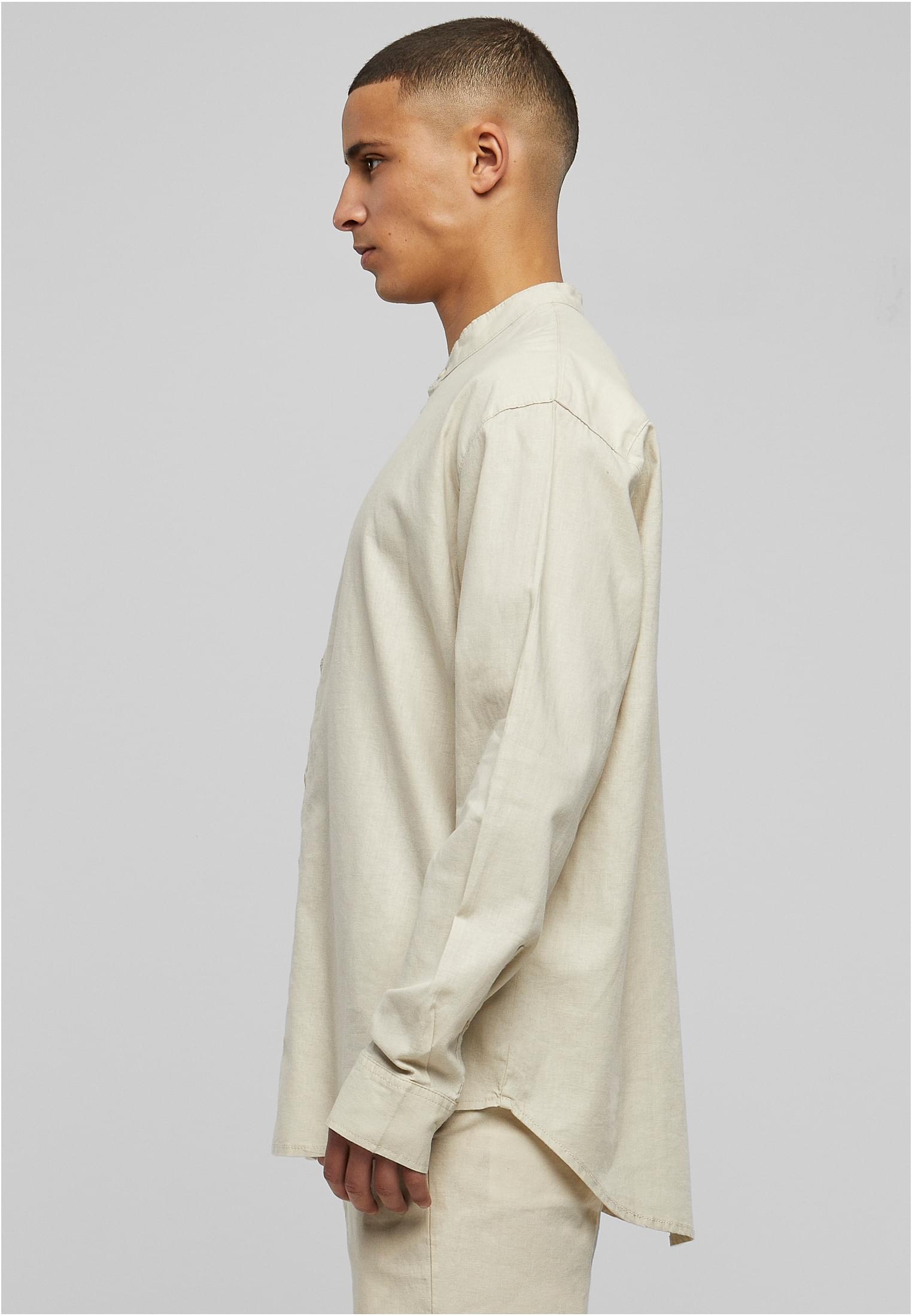 Cotton Linen Stand Up Collar Shirt | softseagrass