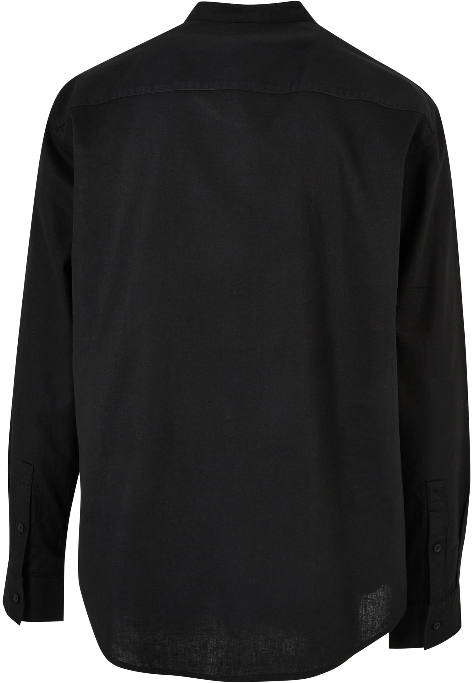 Cotton Linen Stand Up Collar Shirt | black