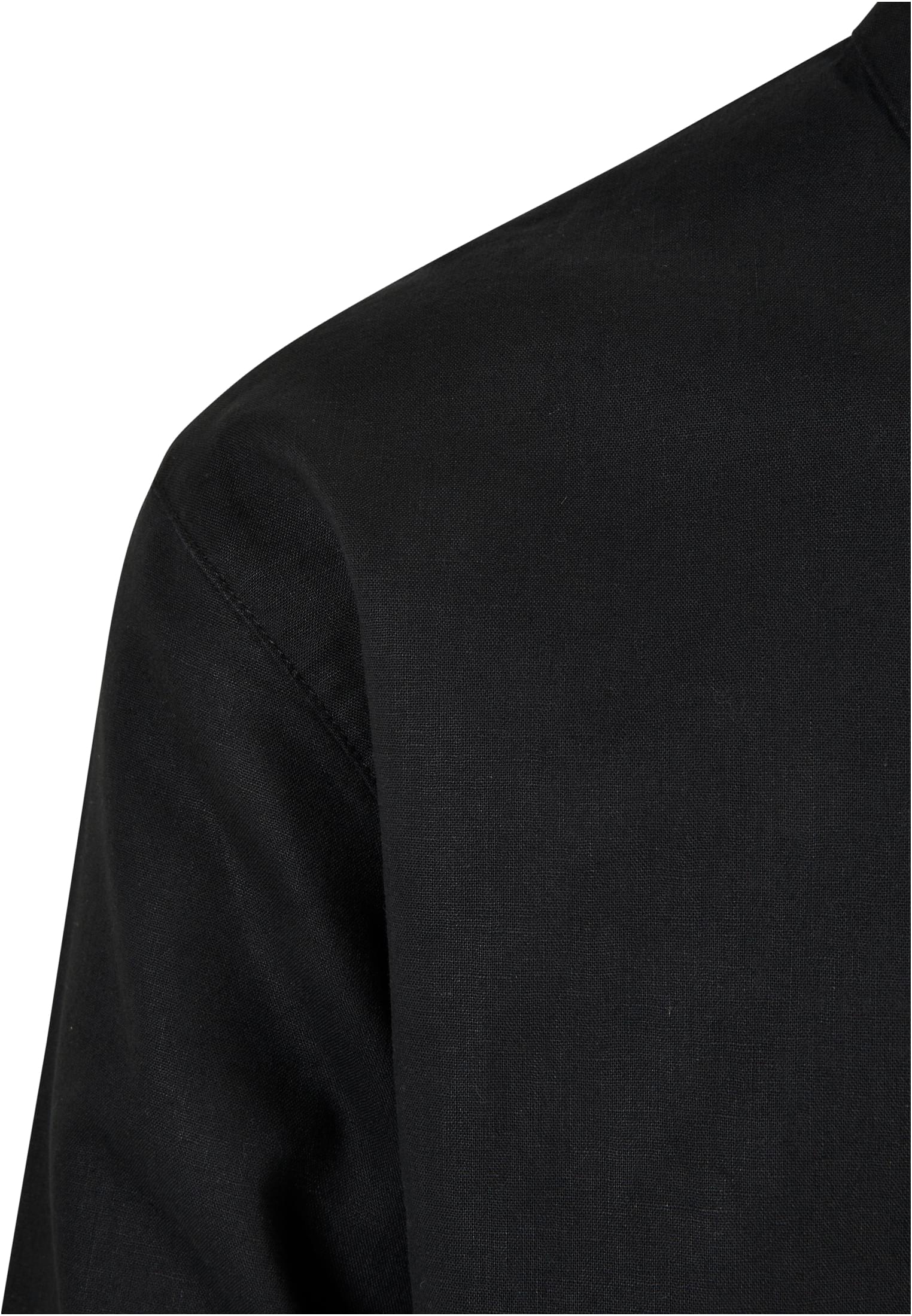 Cotton Linen Stand Up Collar Shirt | black