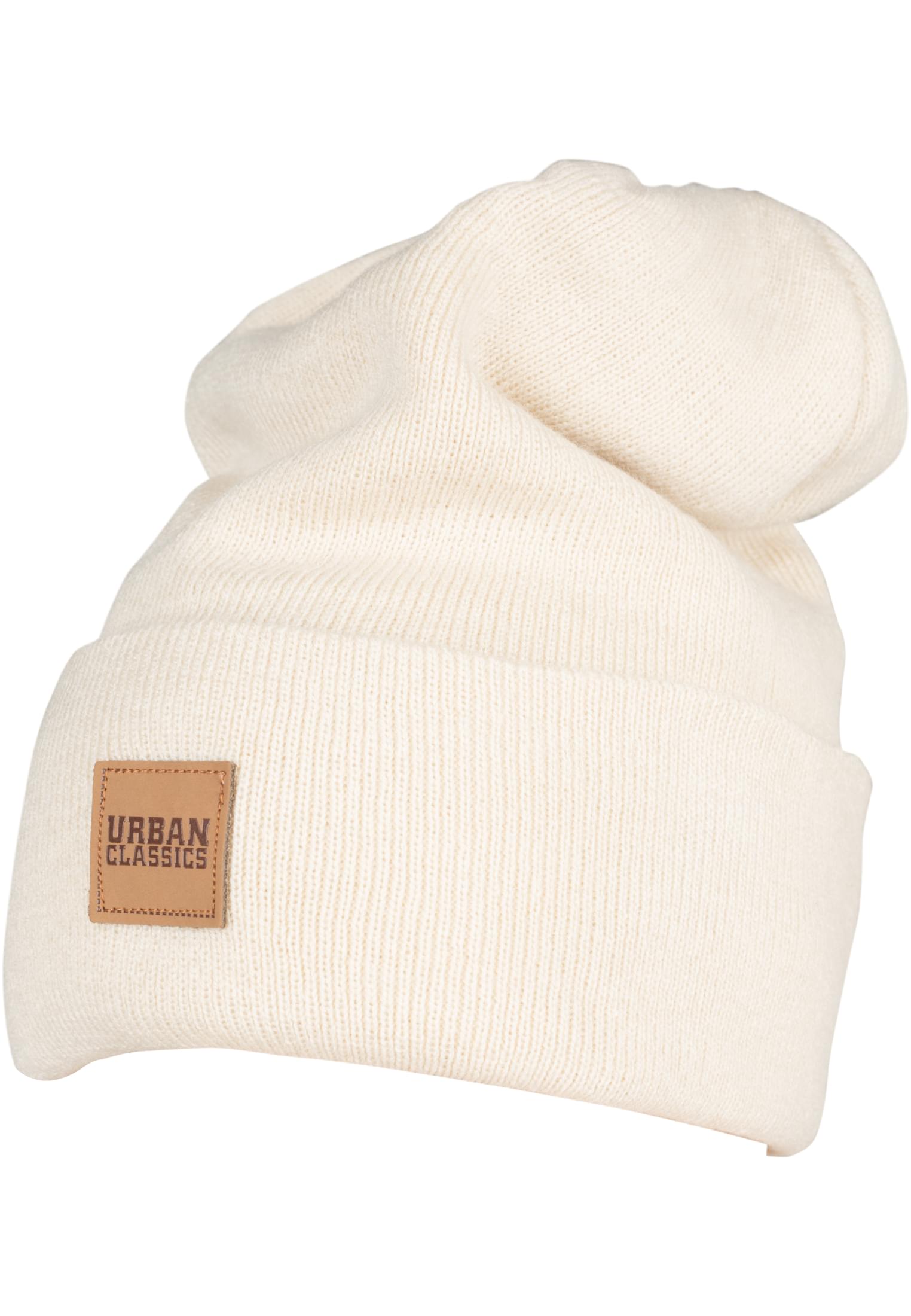 Synthetic Leatherpatch Long Beanie | sand