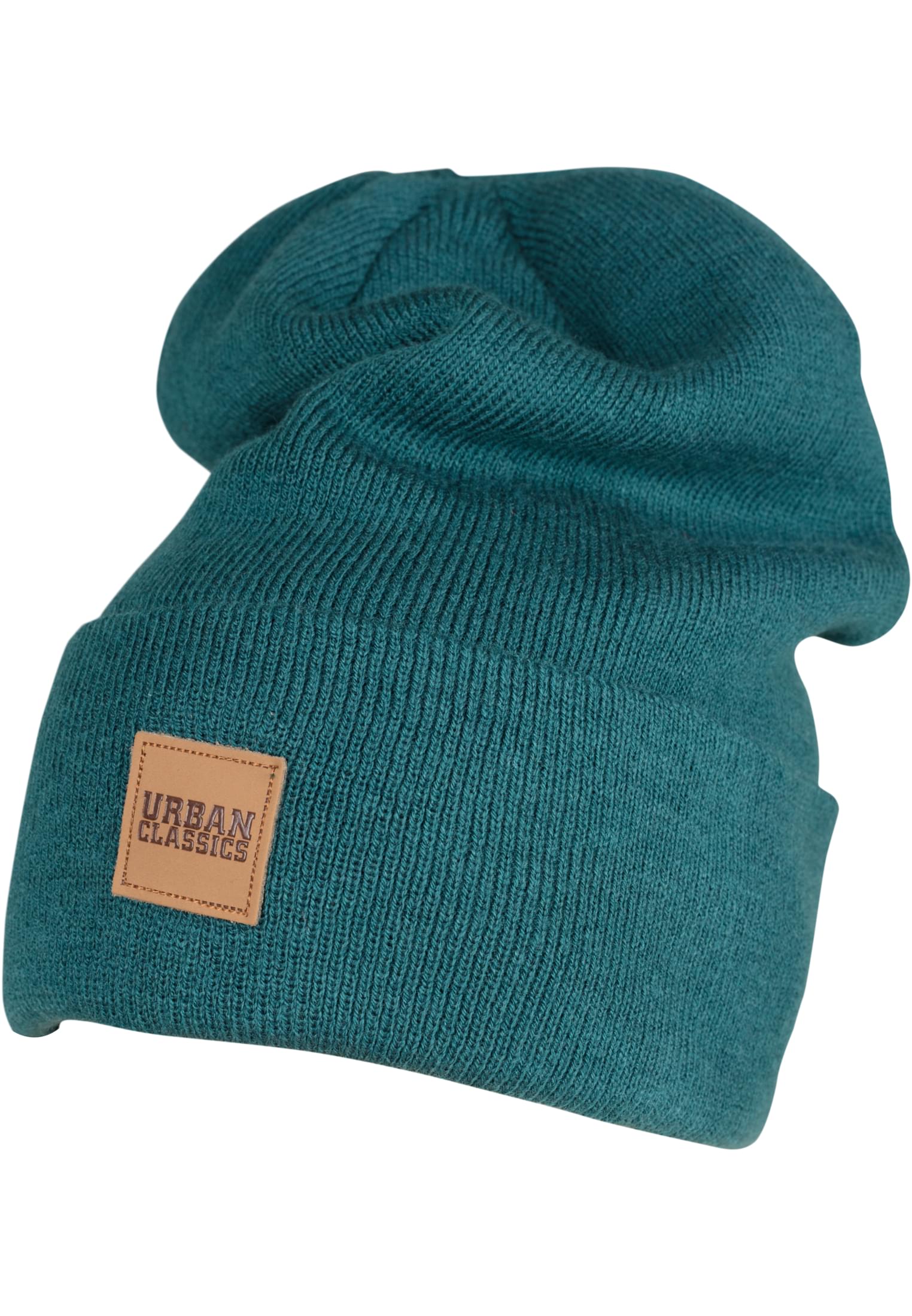 Synthetic Leatherpatch Long Beanie | jasper