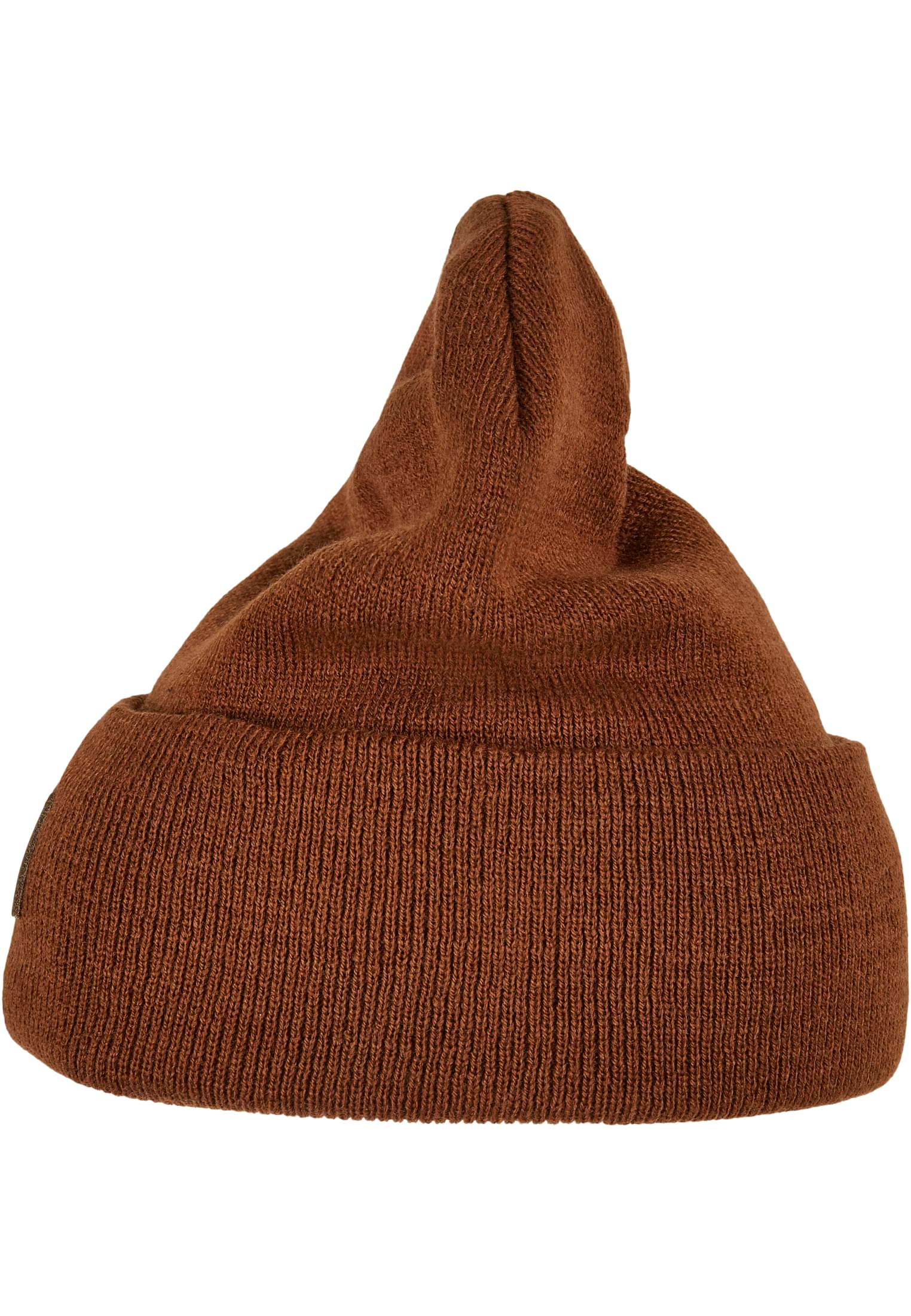 Synthetic Leatherpatch Long Beanie | toffee