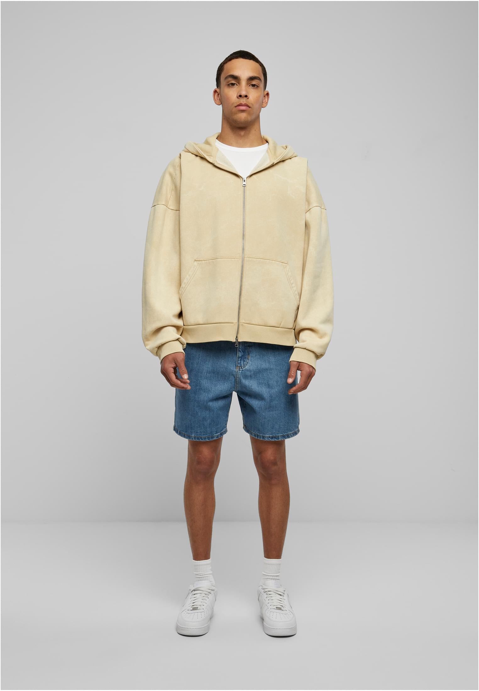 Heavy Stone Washed 90's Zip Hoodie | unionbeige