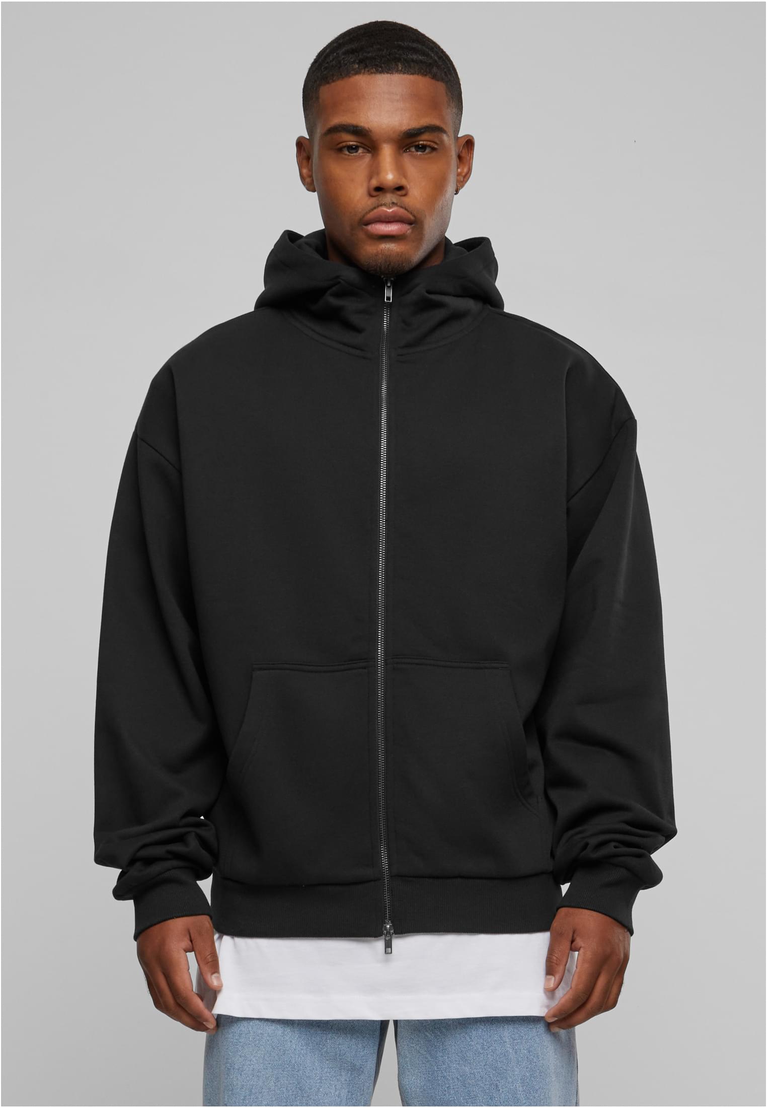 High Neck Zip Hoody | black