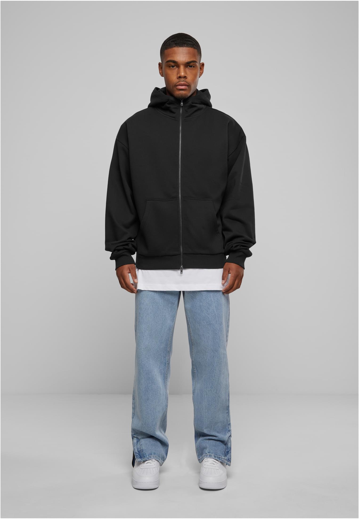 High Neck Zip Hoody | black