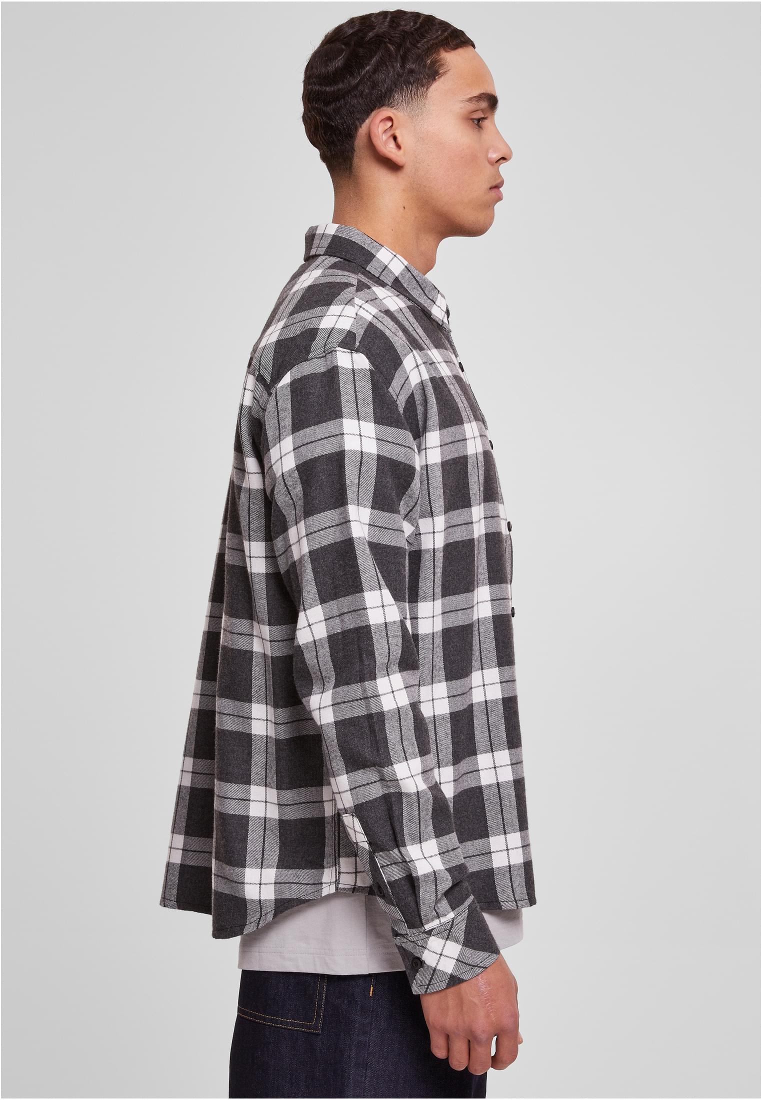 Boxy Dark Checked Shirt | grey/white