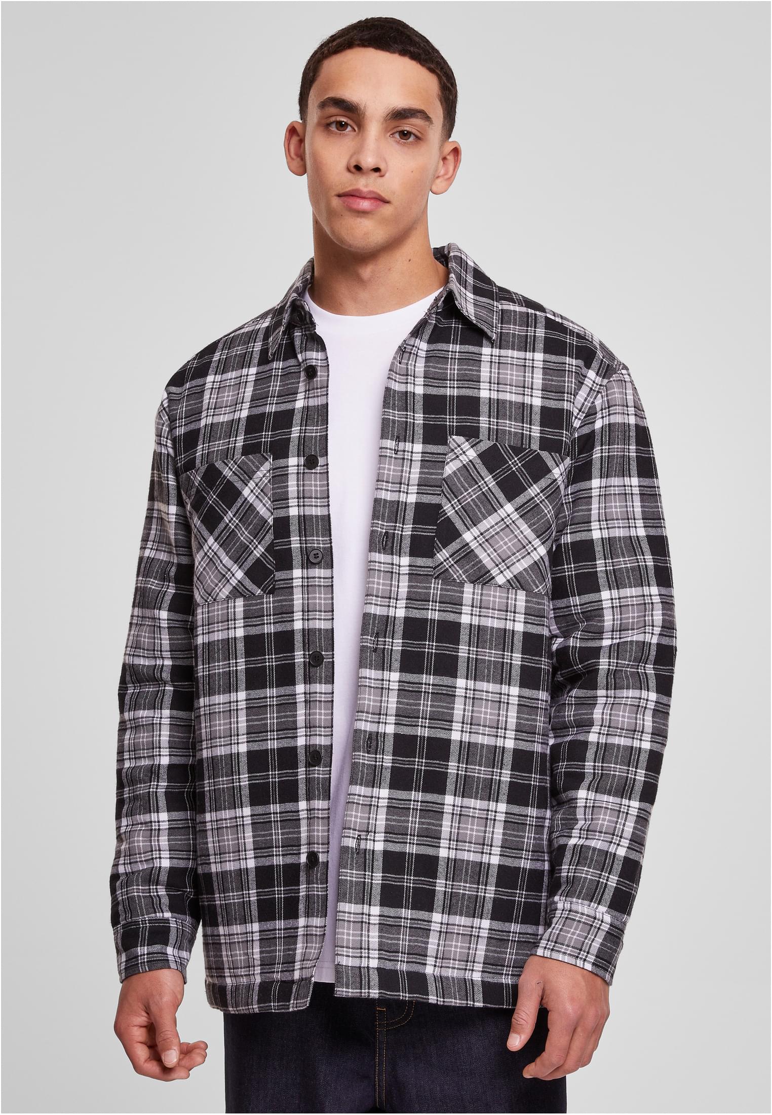 Padded Checked Shirt Jacket | black/white