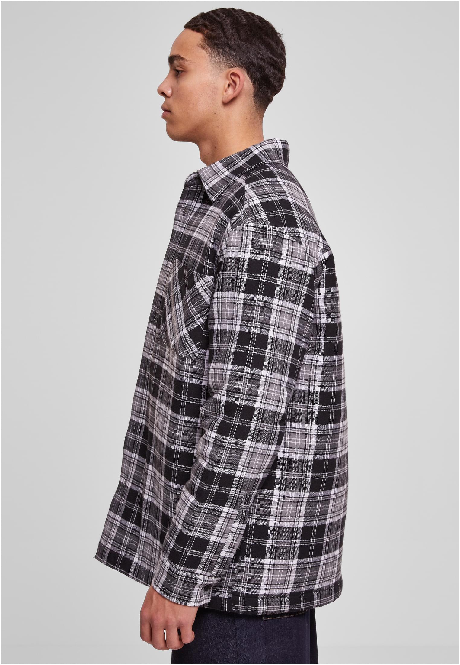 Padded Checked Shirt Jacket | black/white