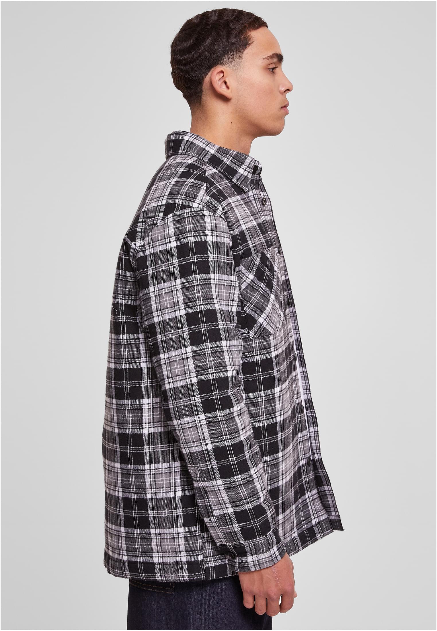 Padded Checked Shirt Jacket | black/white