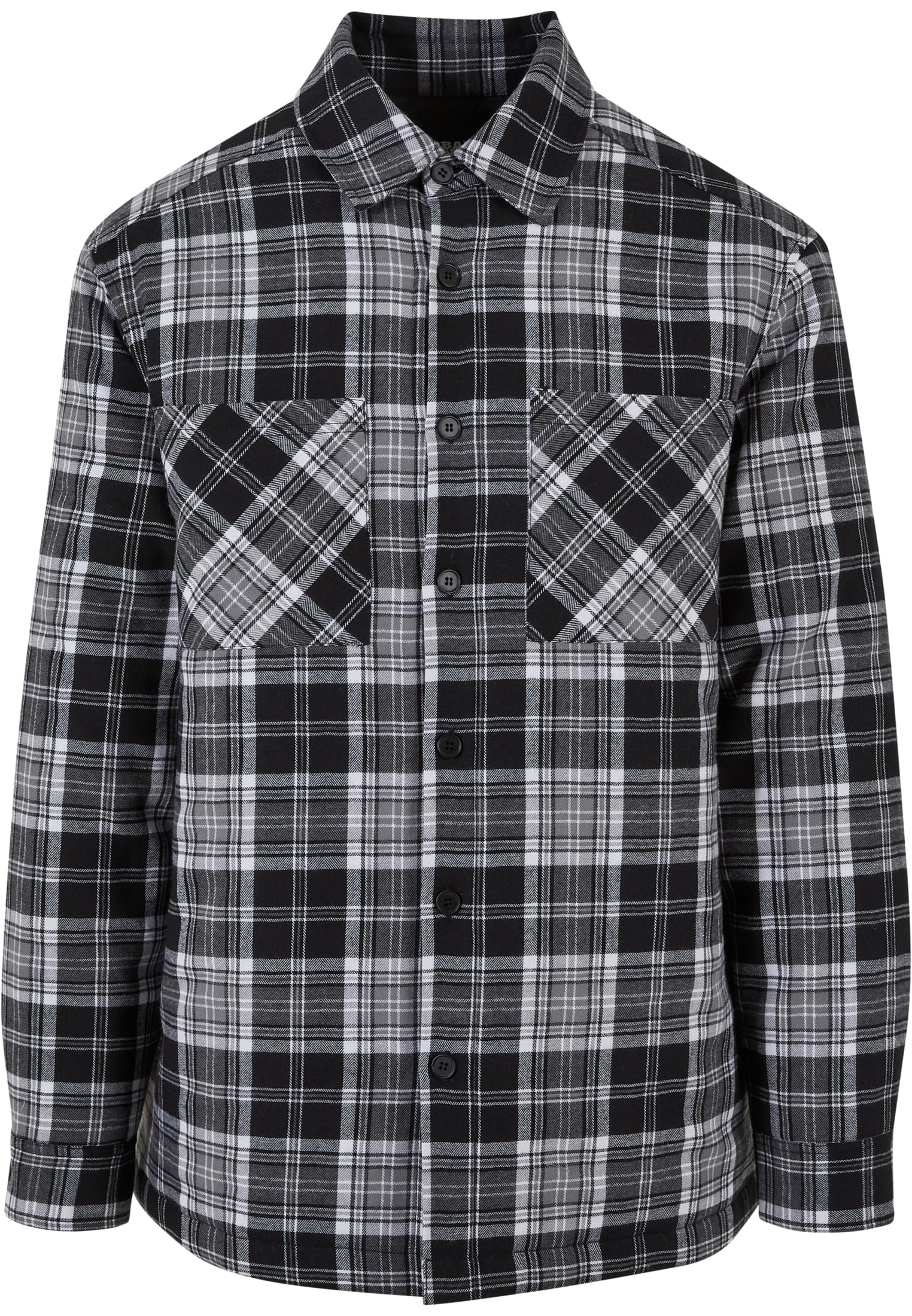 Padded Checked Shirt Jacket | black/white