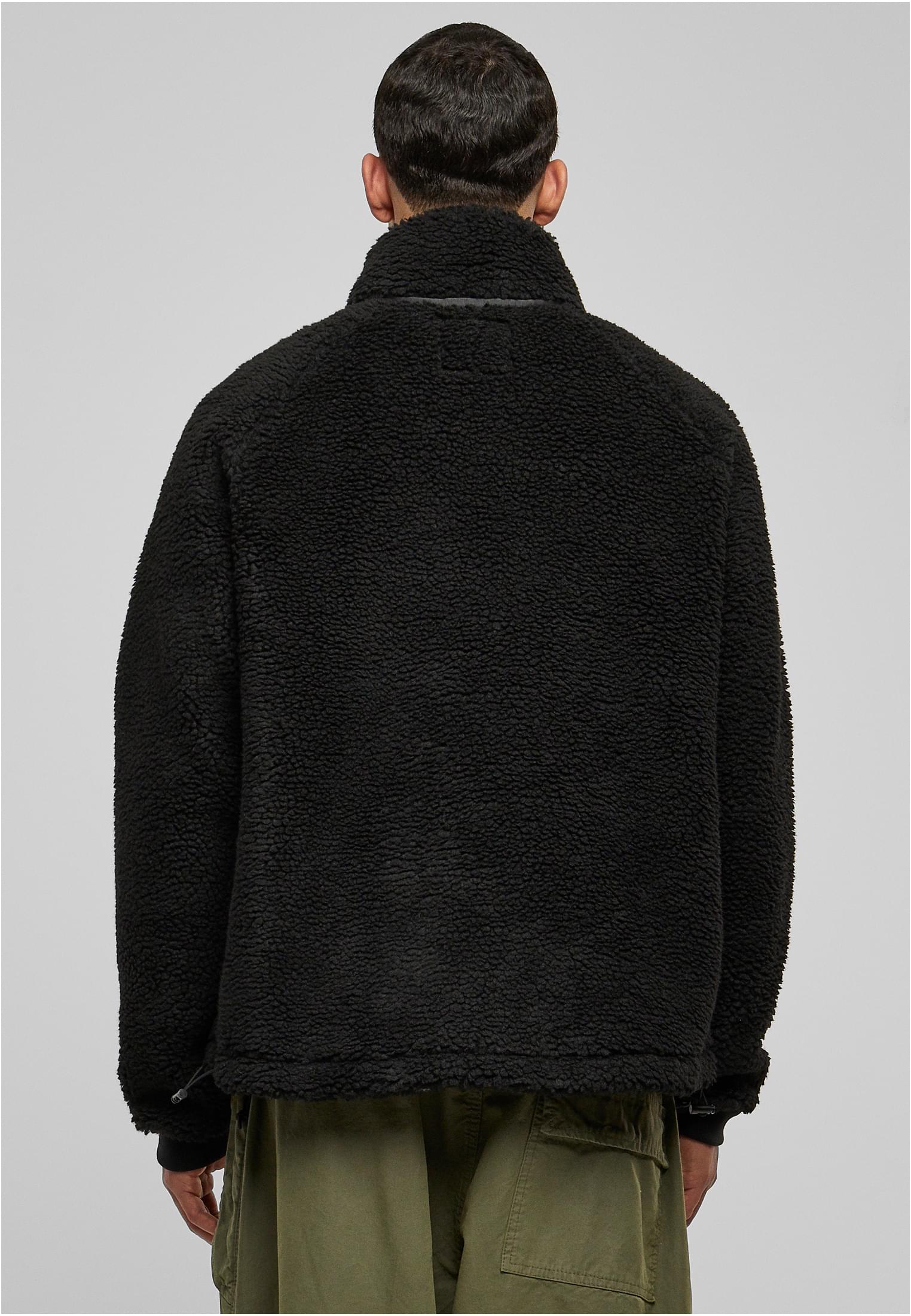 Short Raglan Sherpa Jacket | black/black